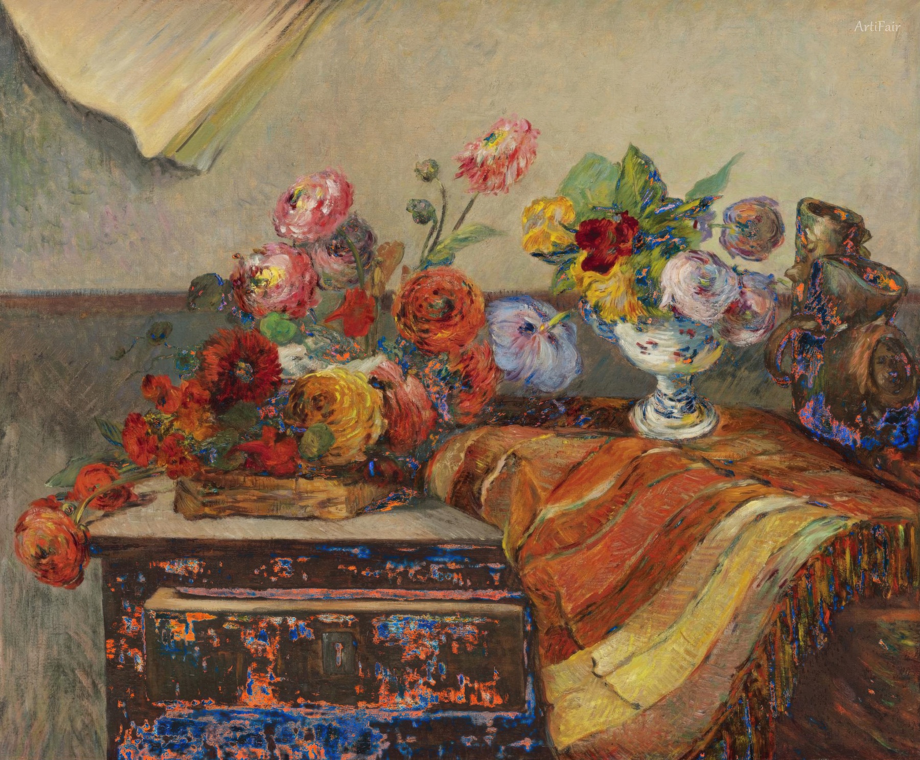 Bouquets and Ceramics on a Dresser