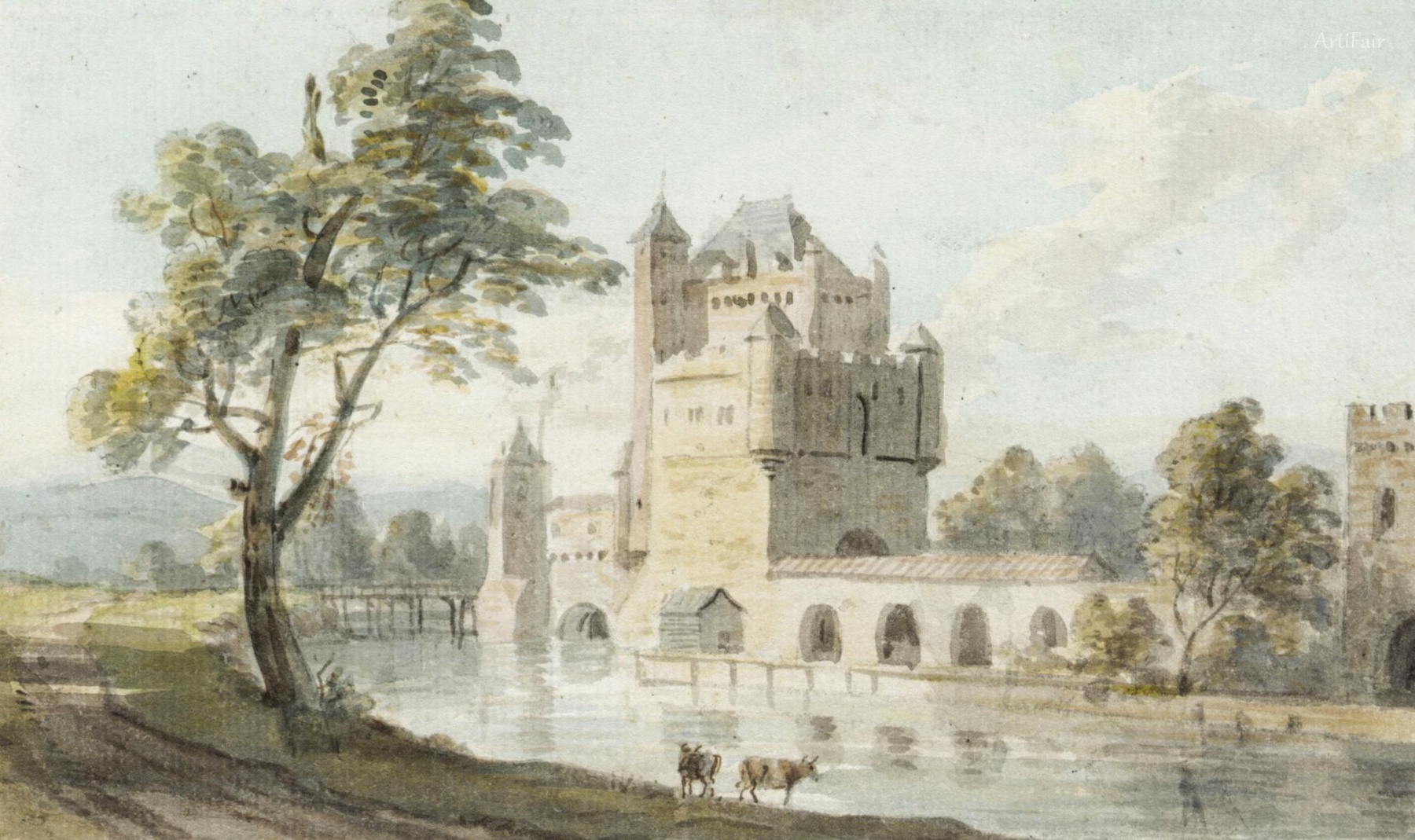A Castle on the banks of a river