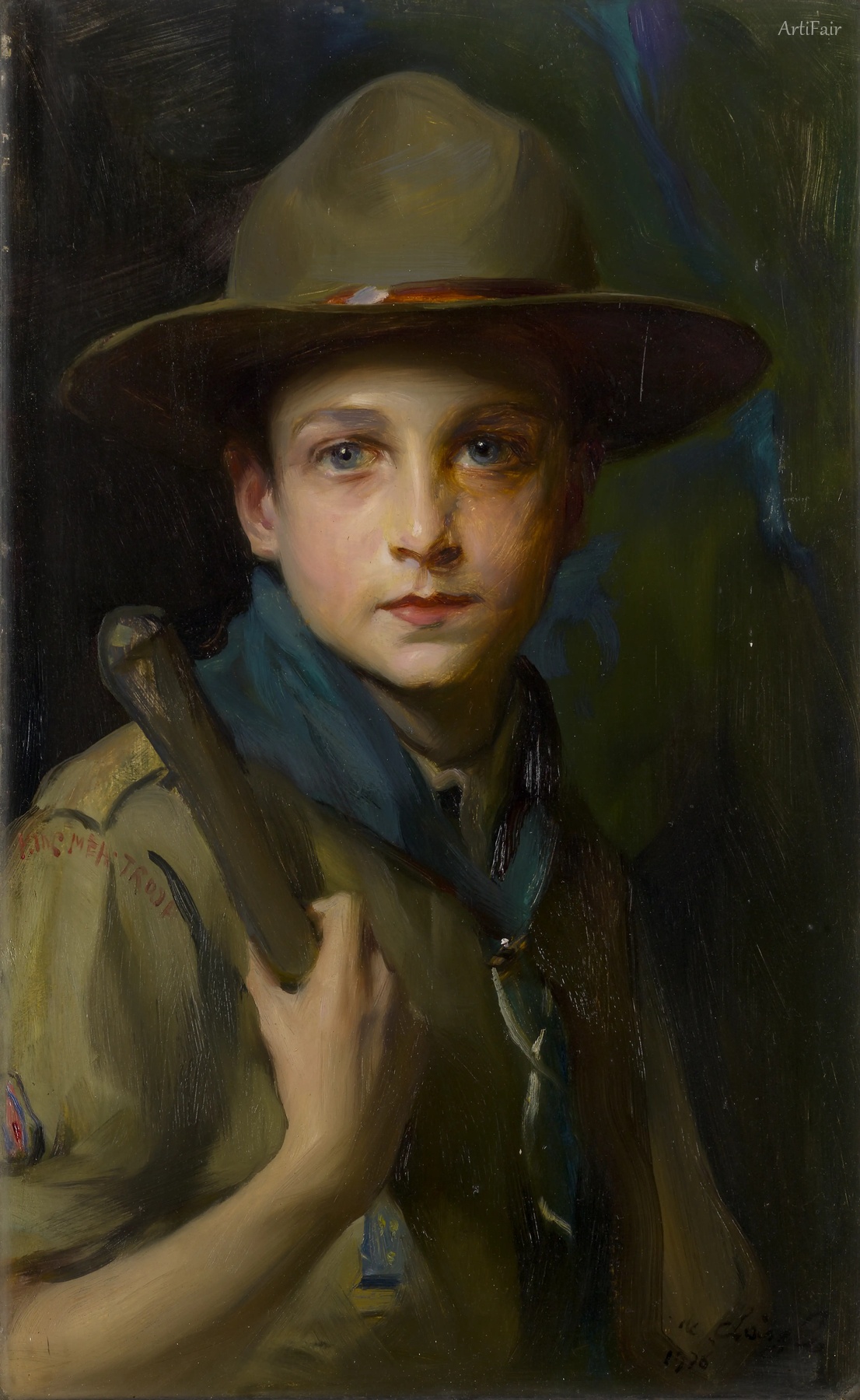 Portrét Johna Adolphuse de László, syna umělce, ve skautské uniformě 1926