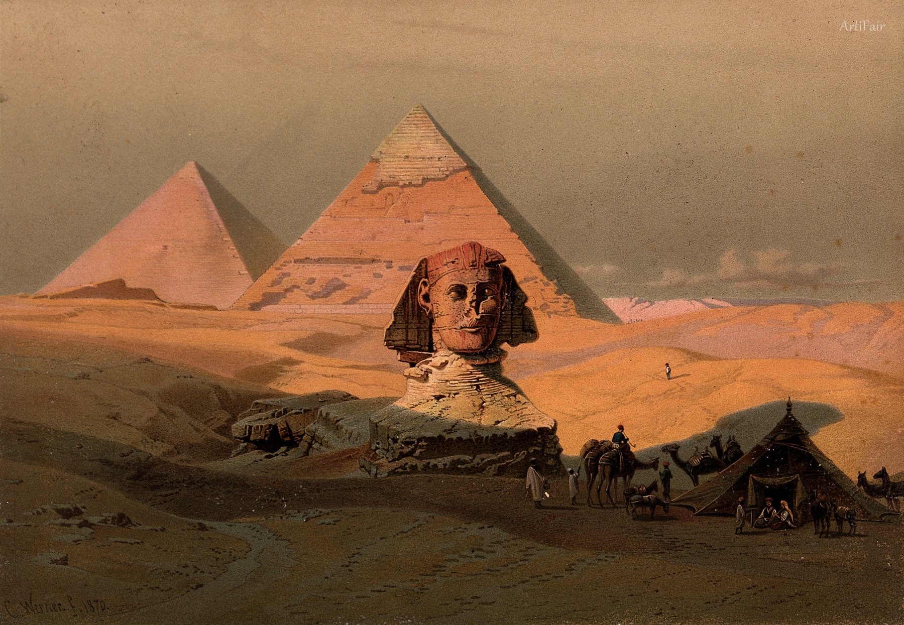 Egypt; the pyramids at Giza and the Sphinx.