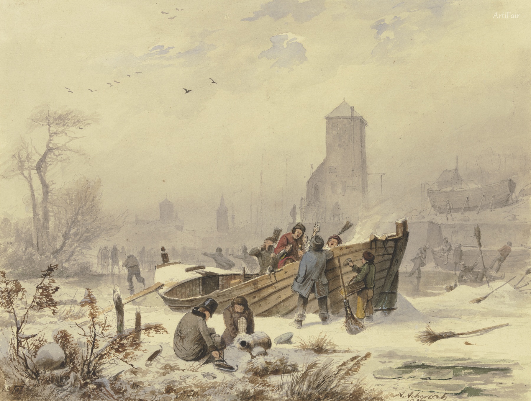 Boats on a Frozen River