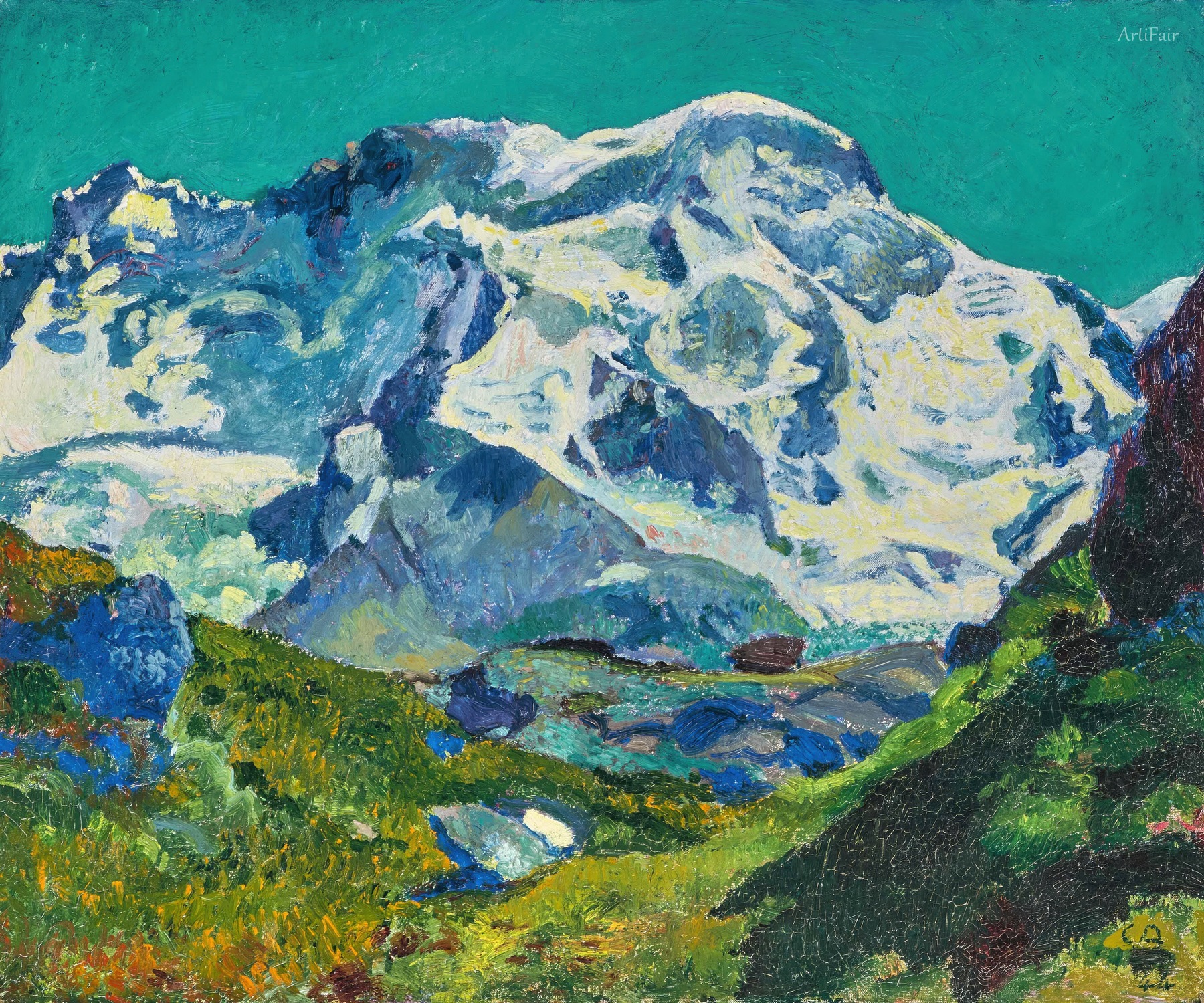 Das Zermatter Breithorn von Riffelberg aus 1944