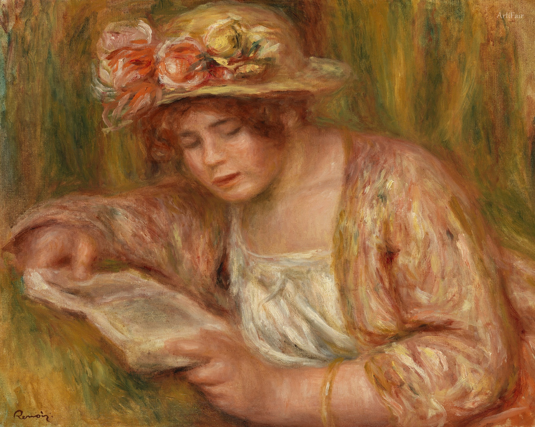 Andrée in a Hat, Reading