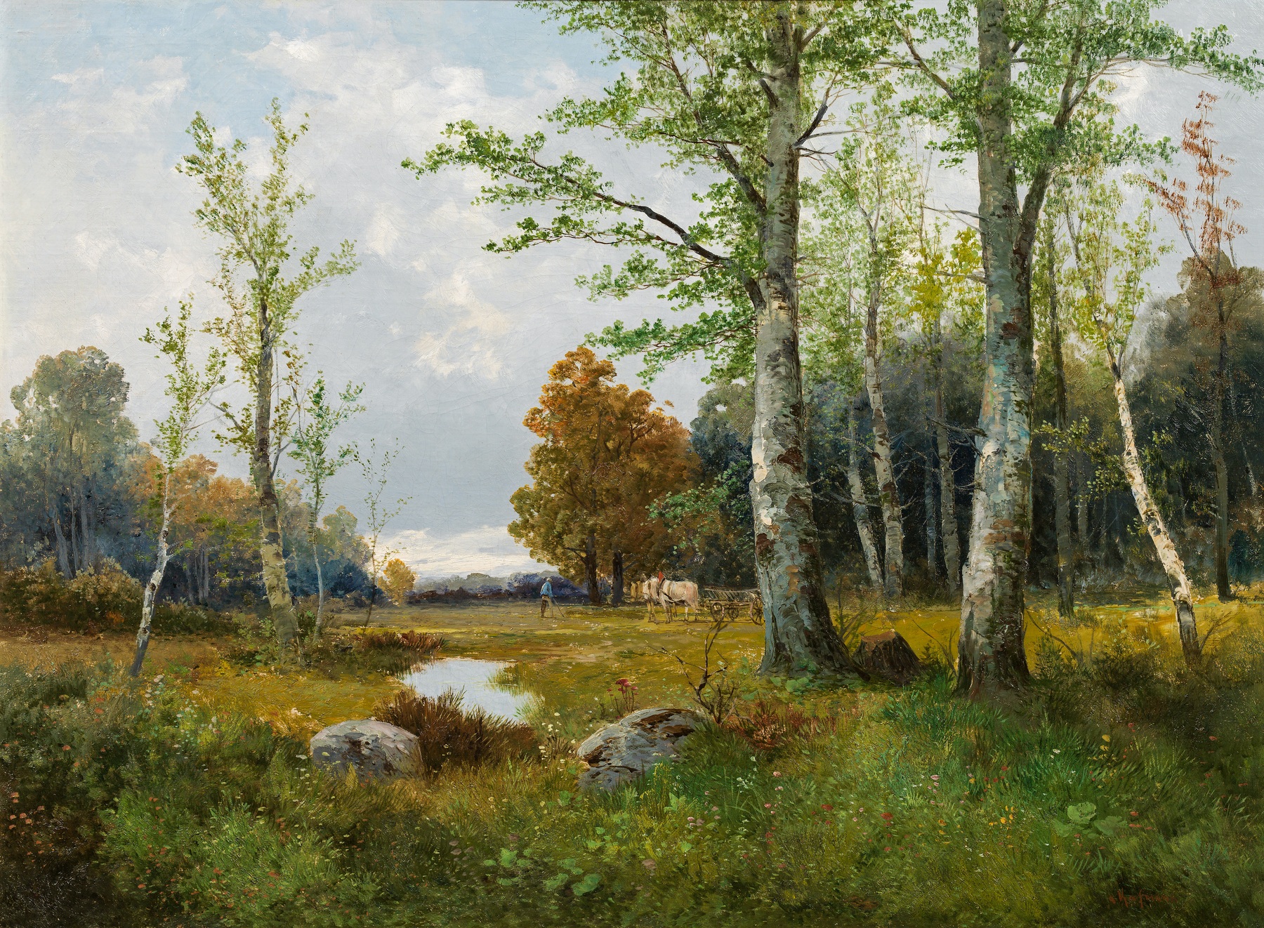 Forest Landscape with Horse-Drawn Wagon