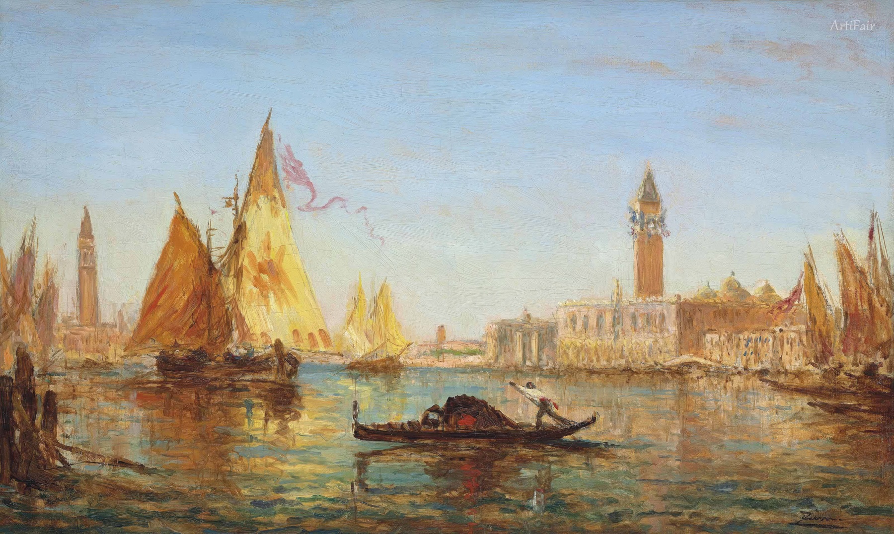 Venice, Gondolas and Sailing Boats on the Grand Canal