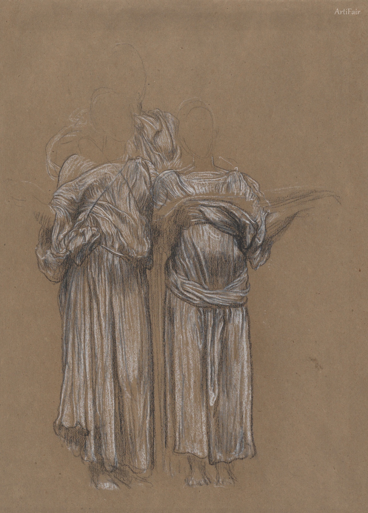 Study of Three Standing Draped Female Figures for Music