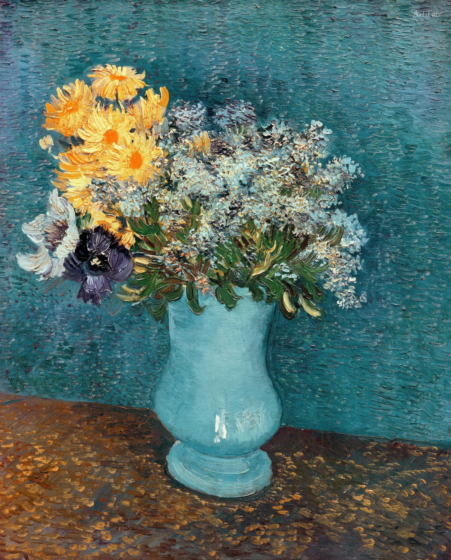 Vase with Lilac, Margerites and Anemones