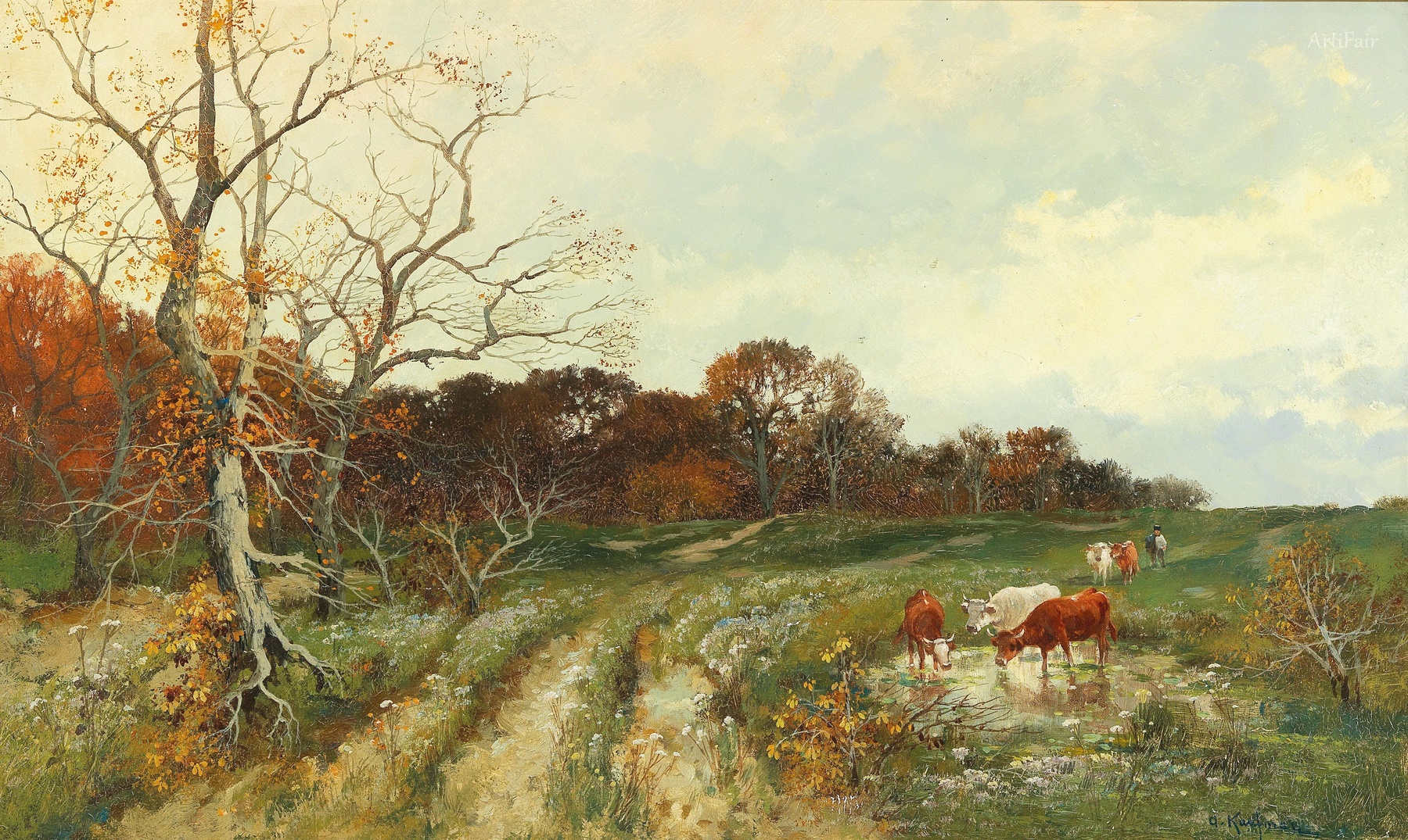 Summer Landscape with Grazing Cows