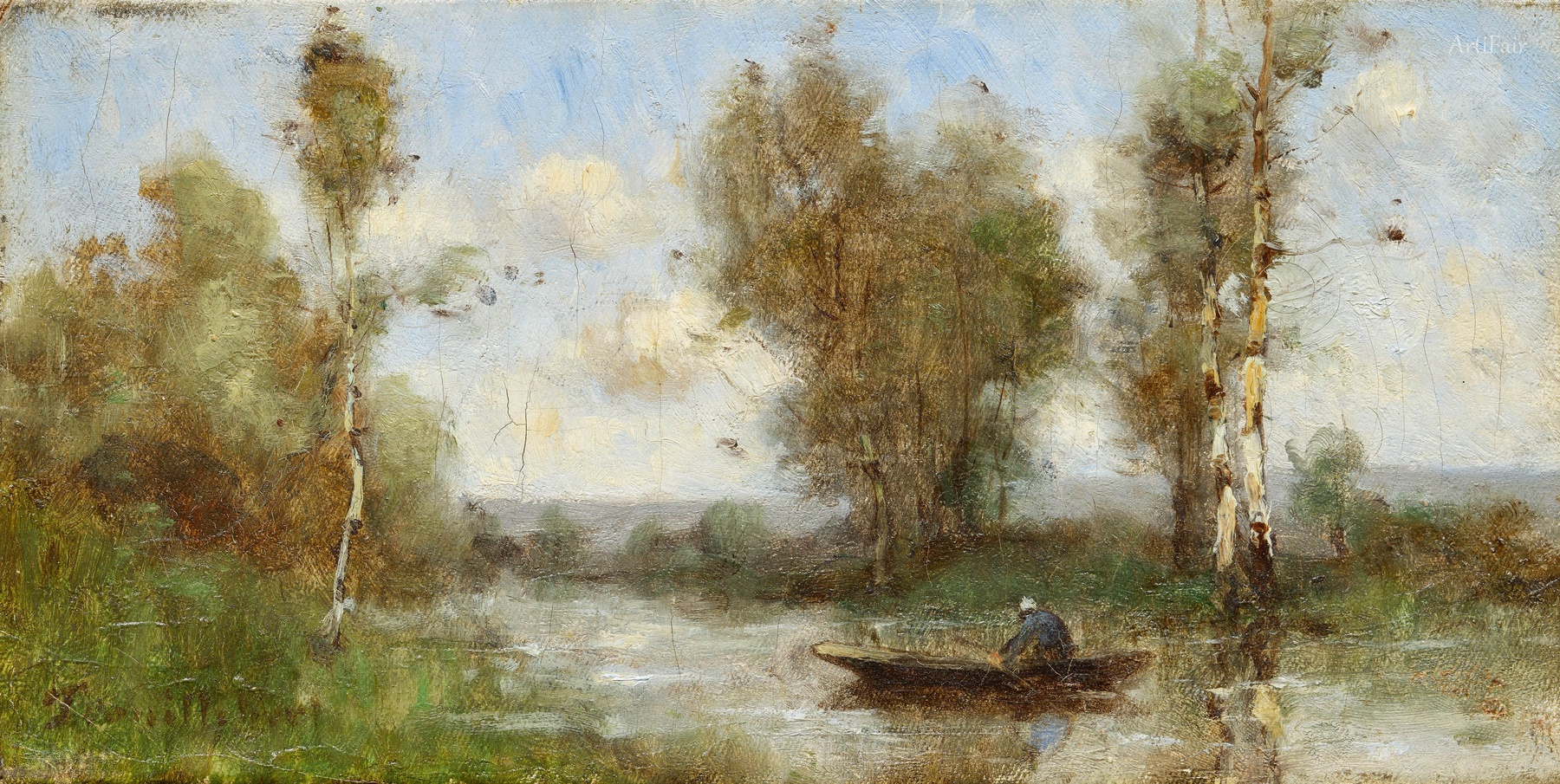Fisherman in a Boat on the River