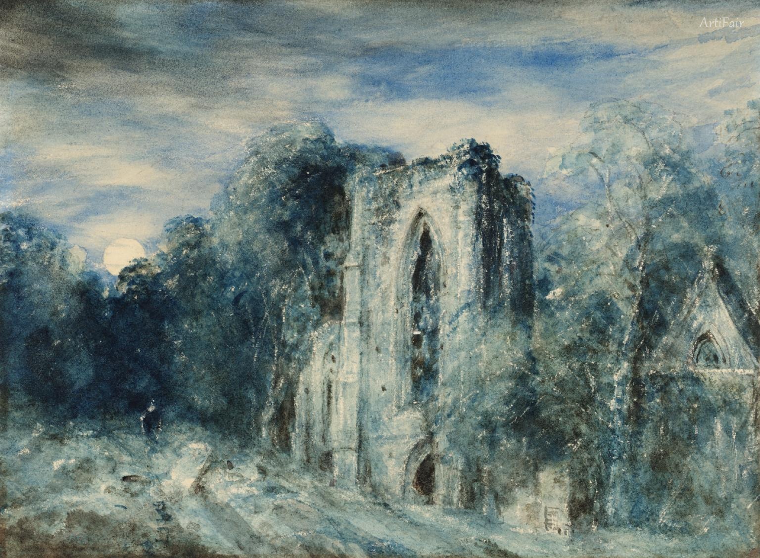 Netley Abbey při lunární záři