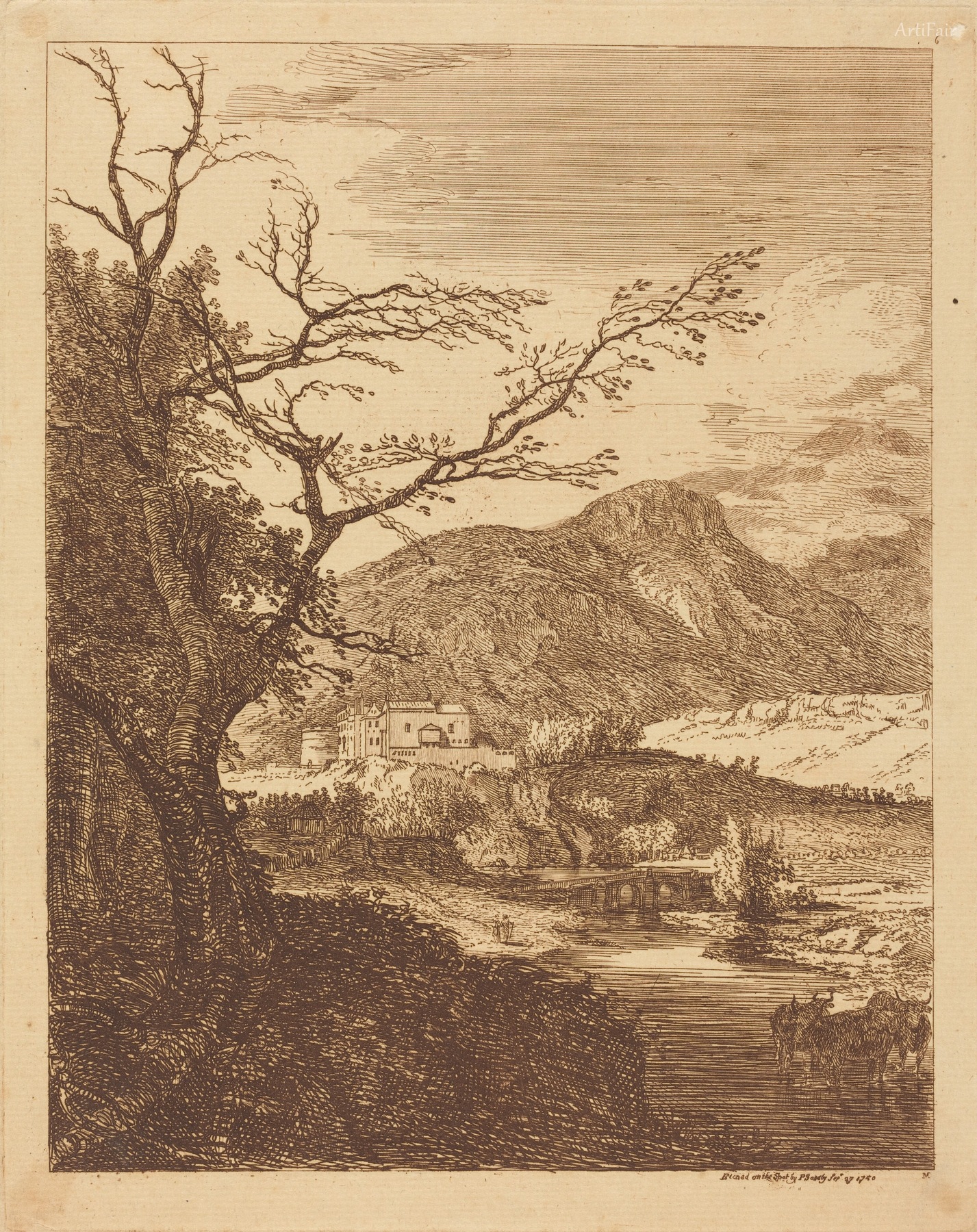 Kaprice s edinburským hradem a Arthur's Seat 1750