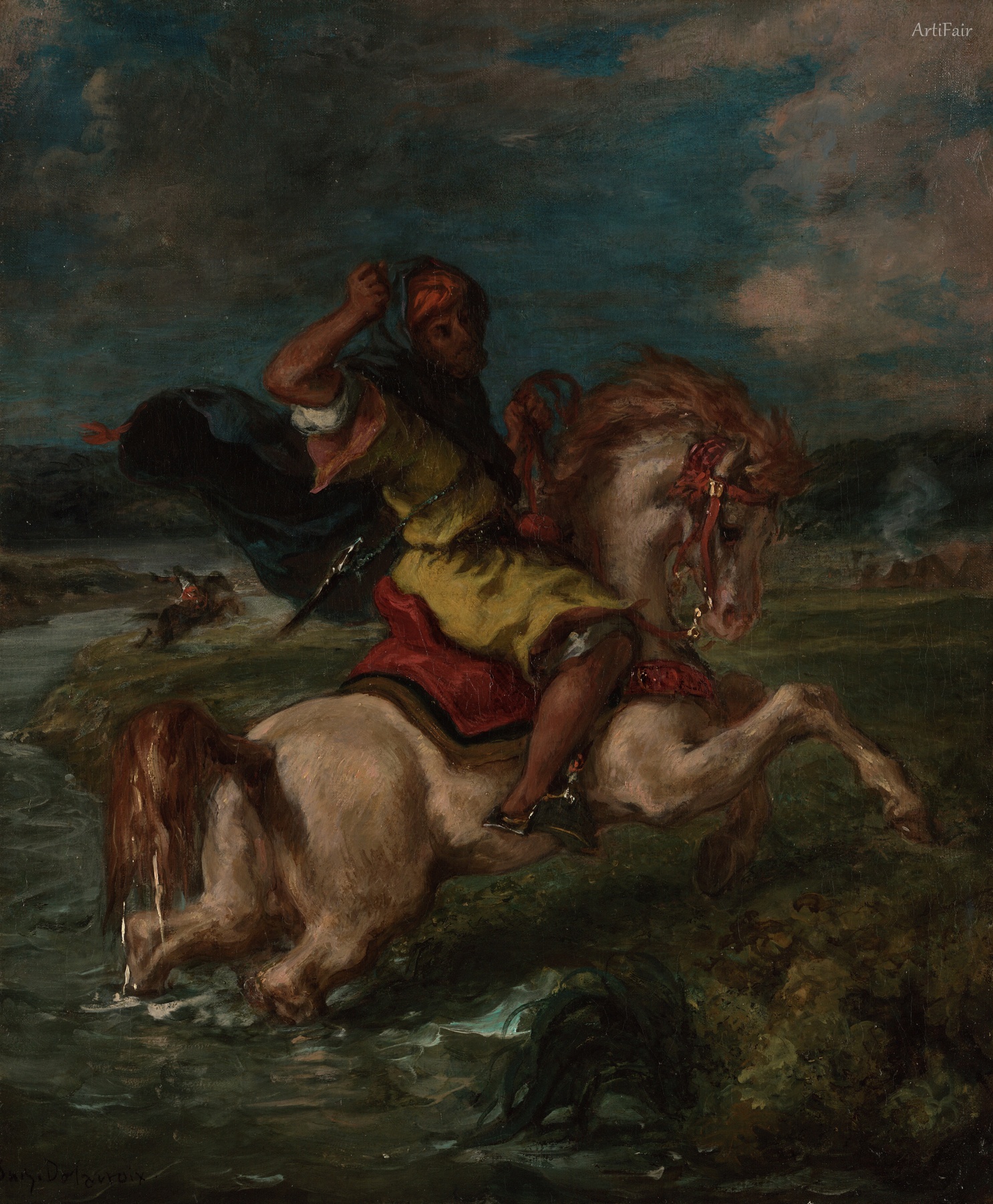 Moroccan Horseman Crossing a Ford
