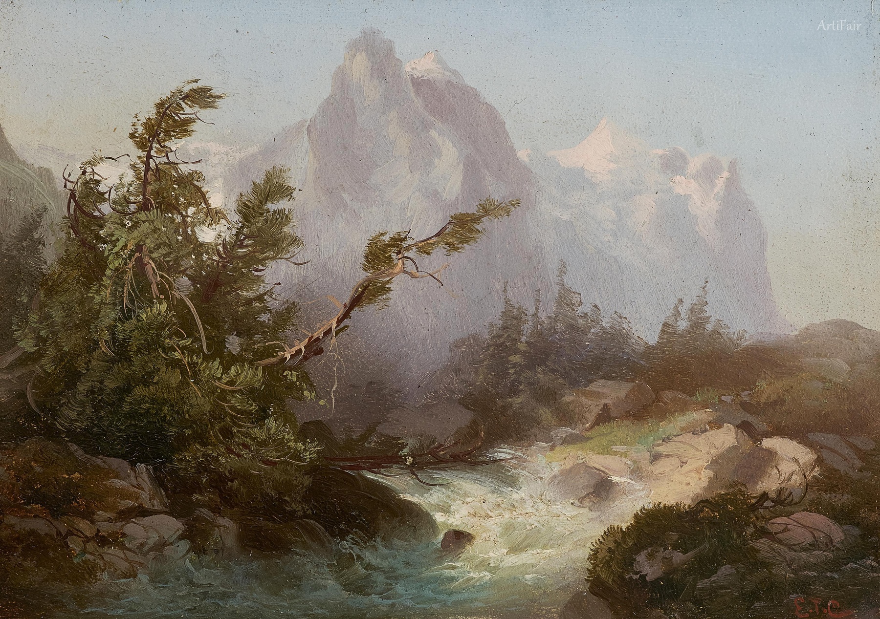 Alpine Landscape with Mountain River