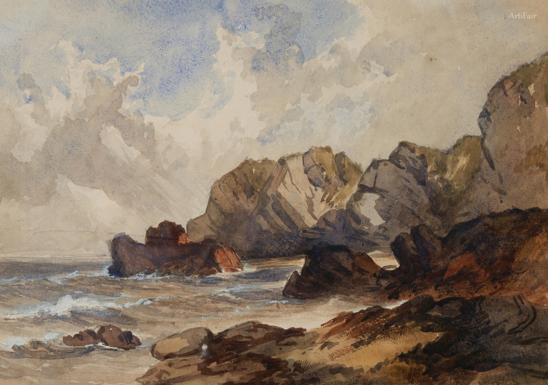 Rolling Surf and Rocky Shore