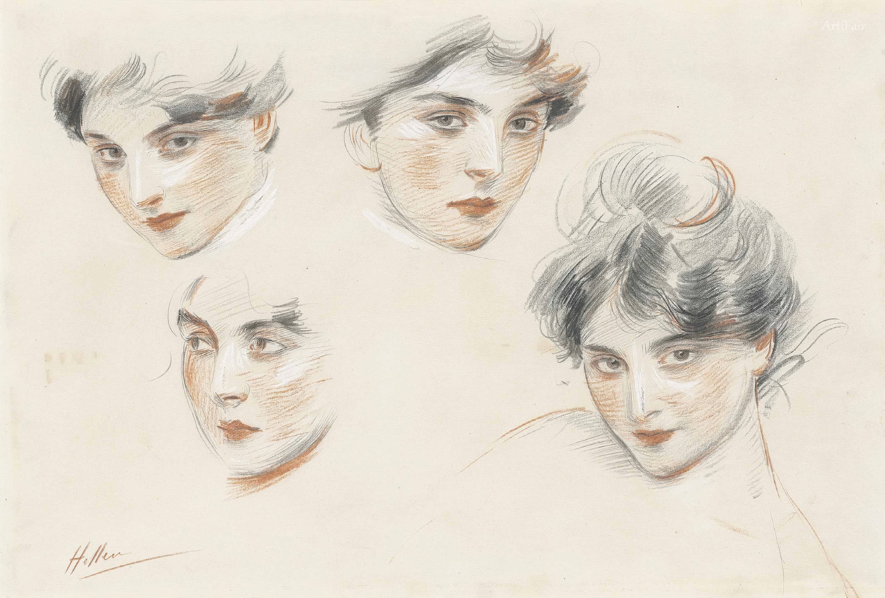 Mademoiselle Conquis, étude de têtes 1890
