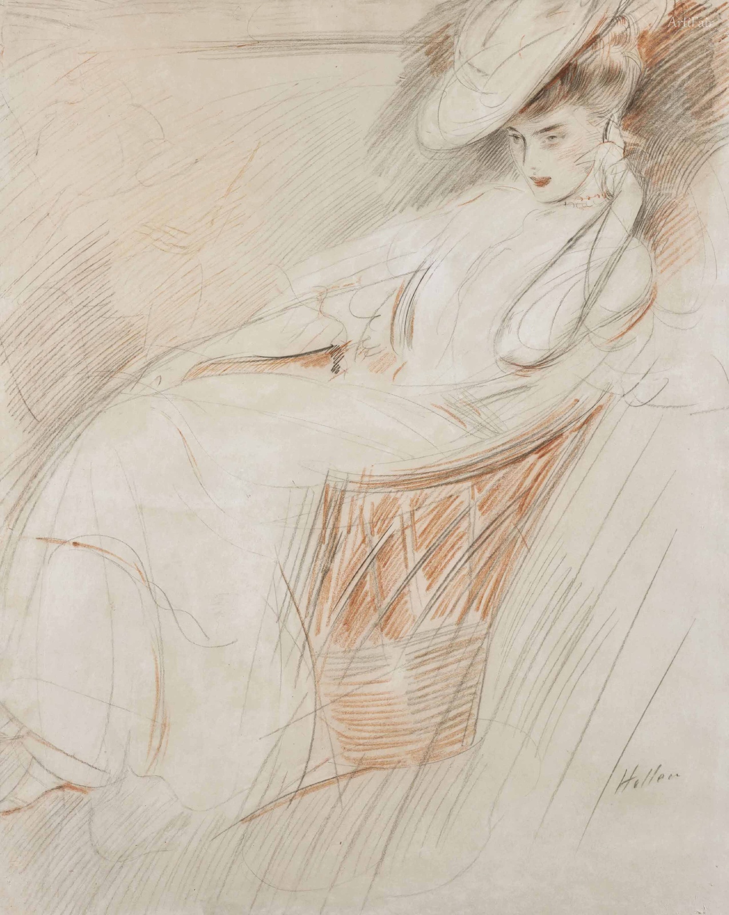 Woman Seated with Hat