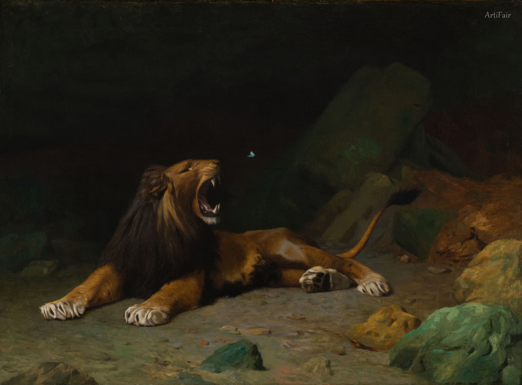 Lion attempting to catch a butterfly 1889