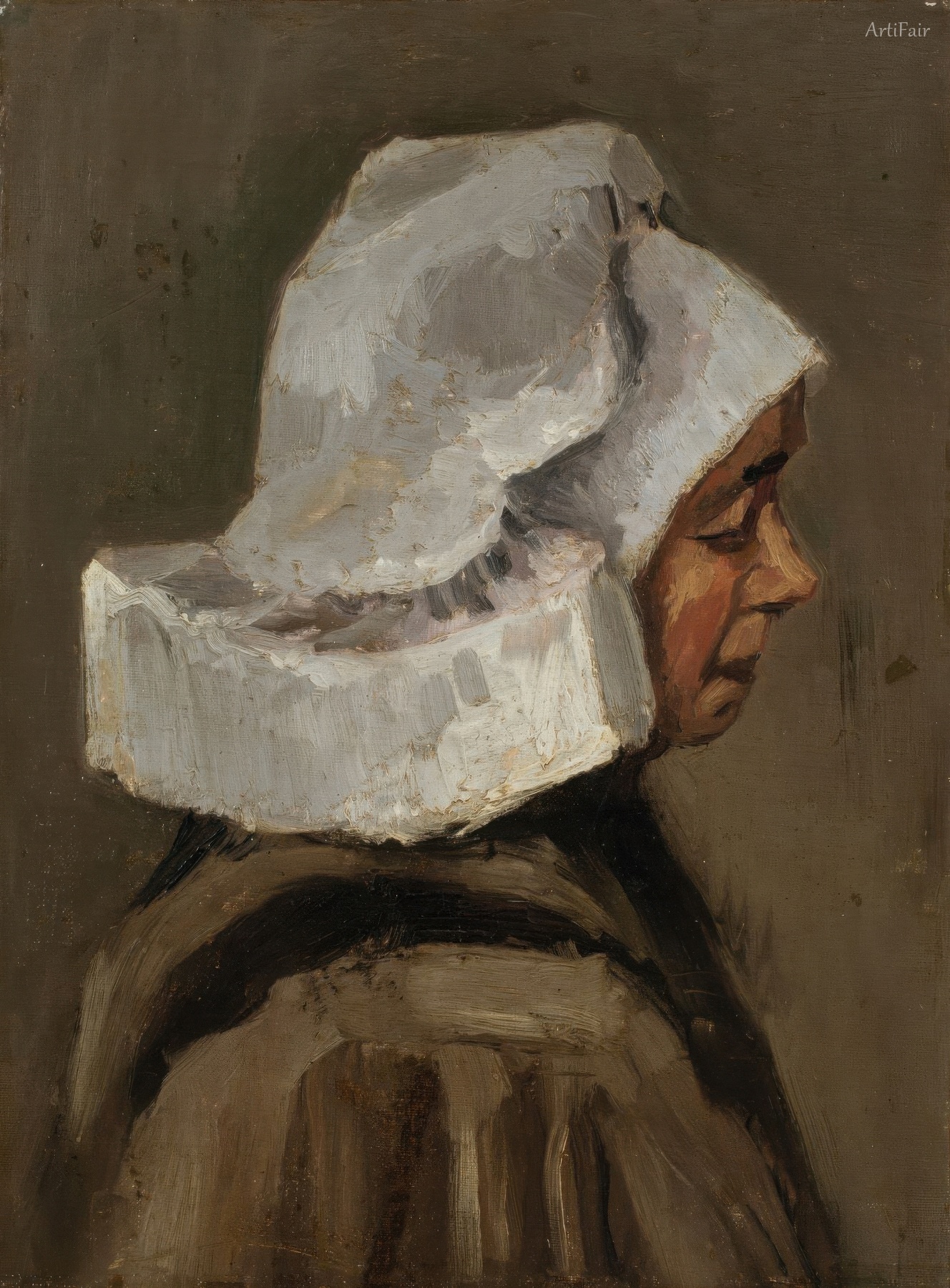 Head of a peasant woman with white hood