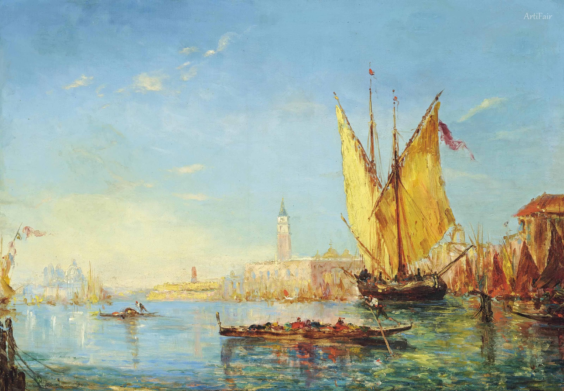 Trading vessels at the entrance to the Grand Canal, Venice
