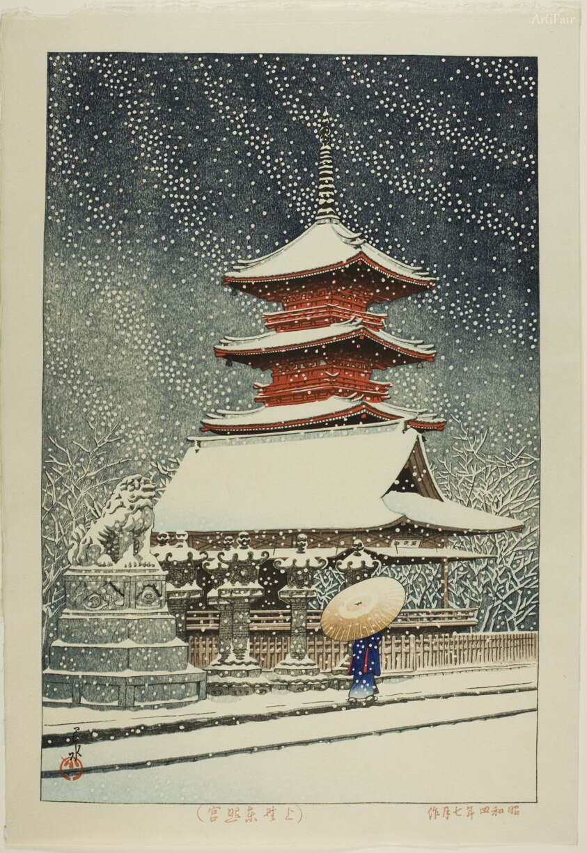 Snow at Tosho Shrine, Ueno