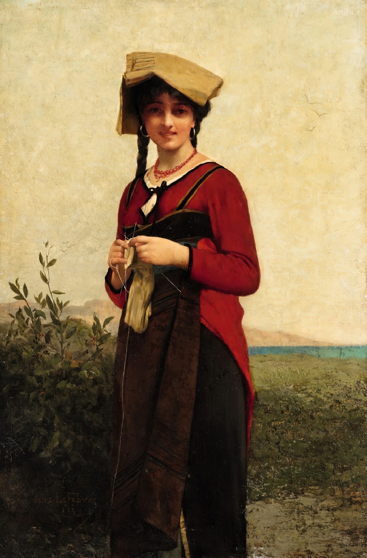 An Italian lady knitting