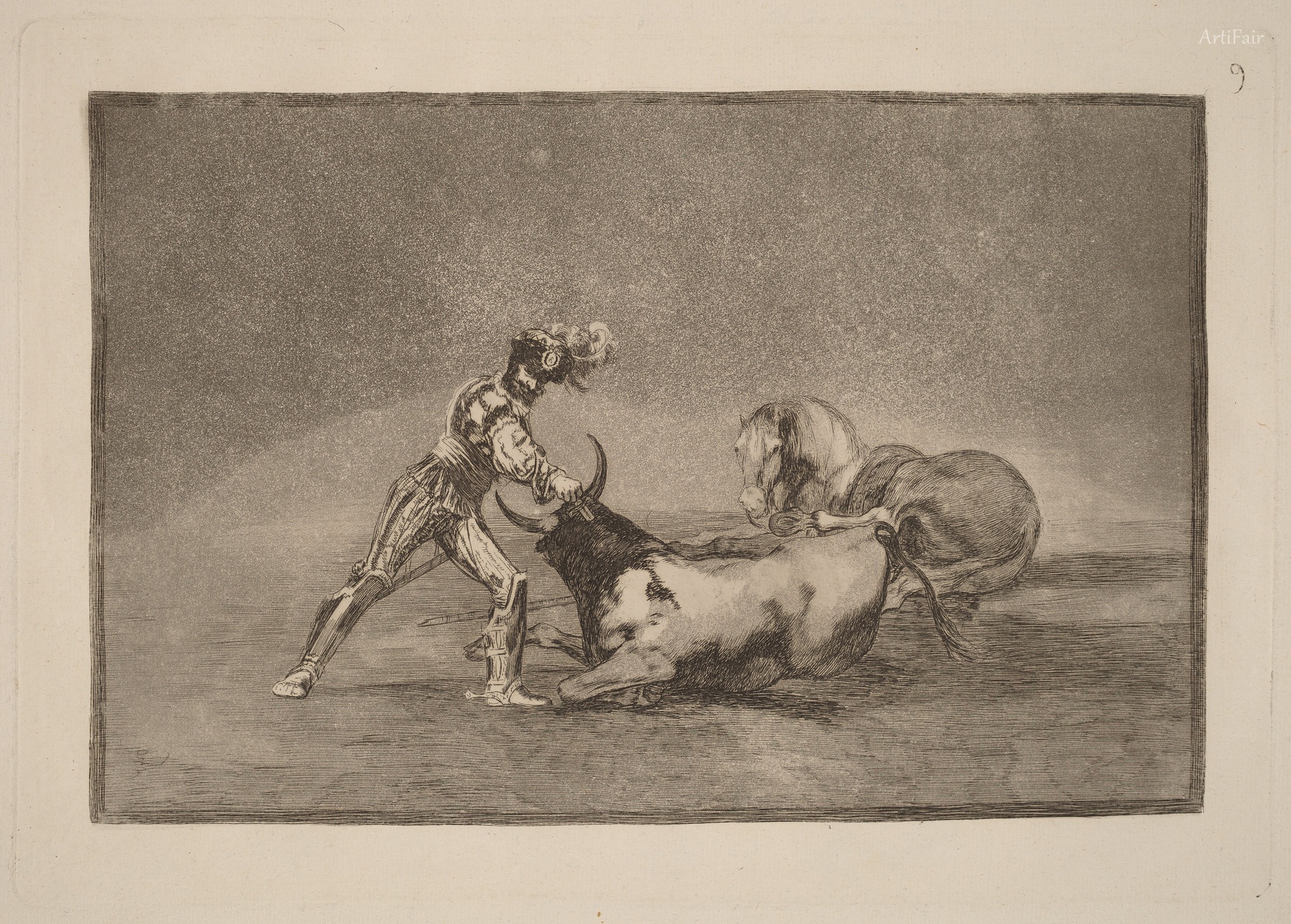 A Spanish Gentleman Kills a Bull after Losing His Horse