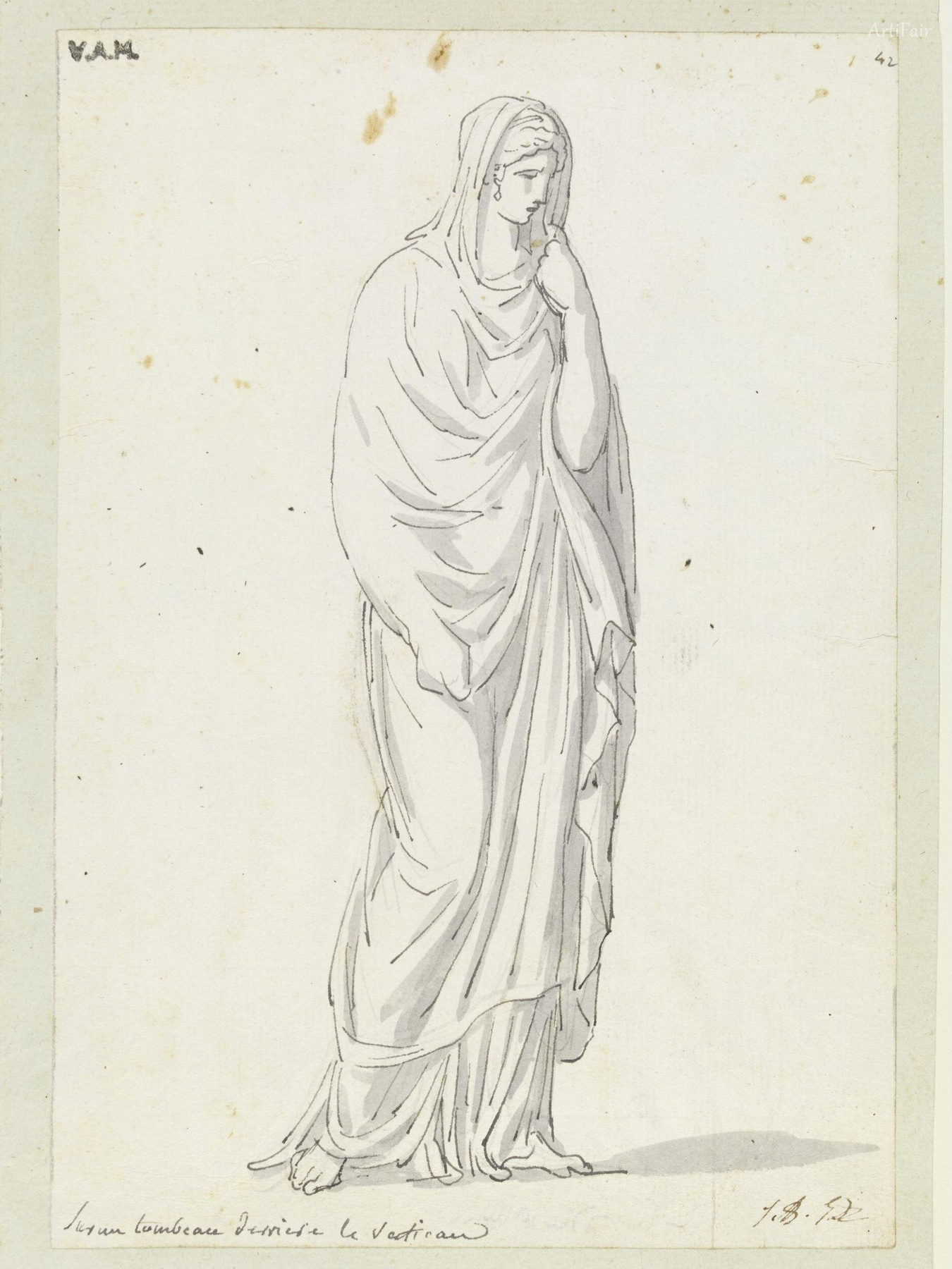 Study of a mourning female figure from a Roman sarcophagus