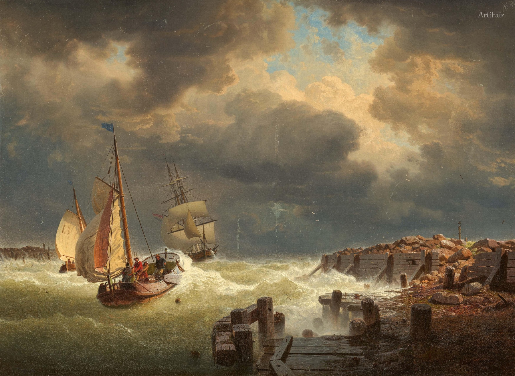 Returning Coastal Sailors in an Approaching Storm