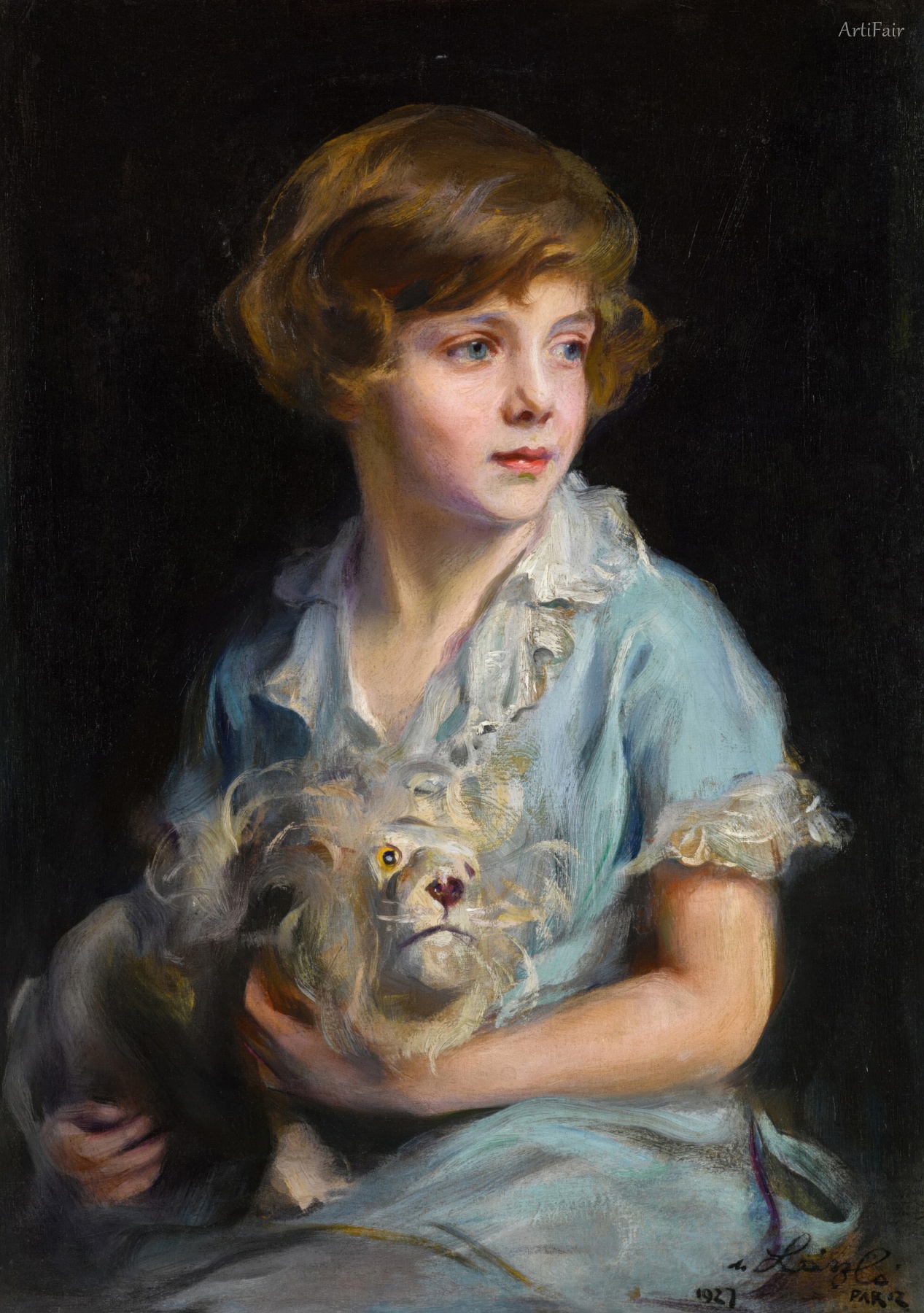 Portrait of a Child with a Steiff Lion