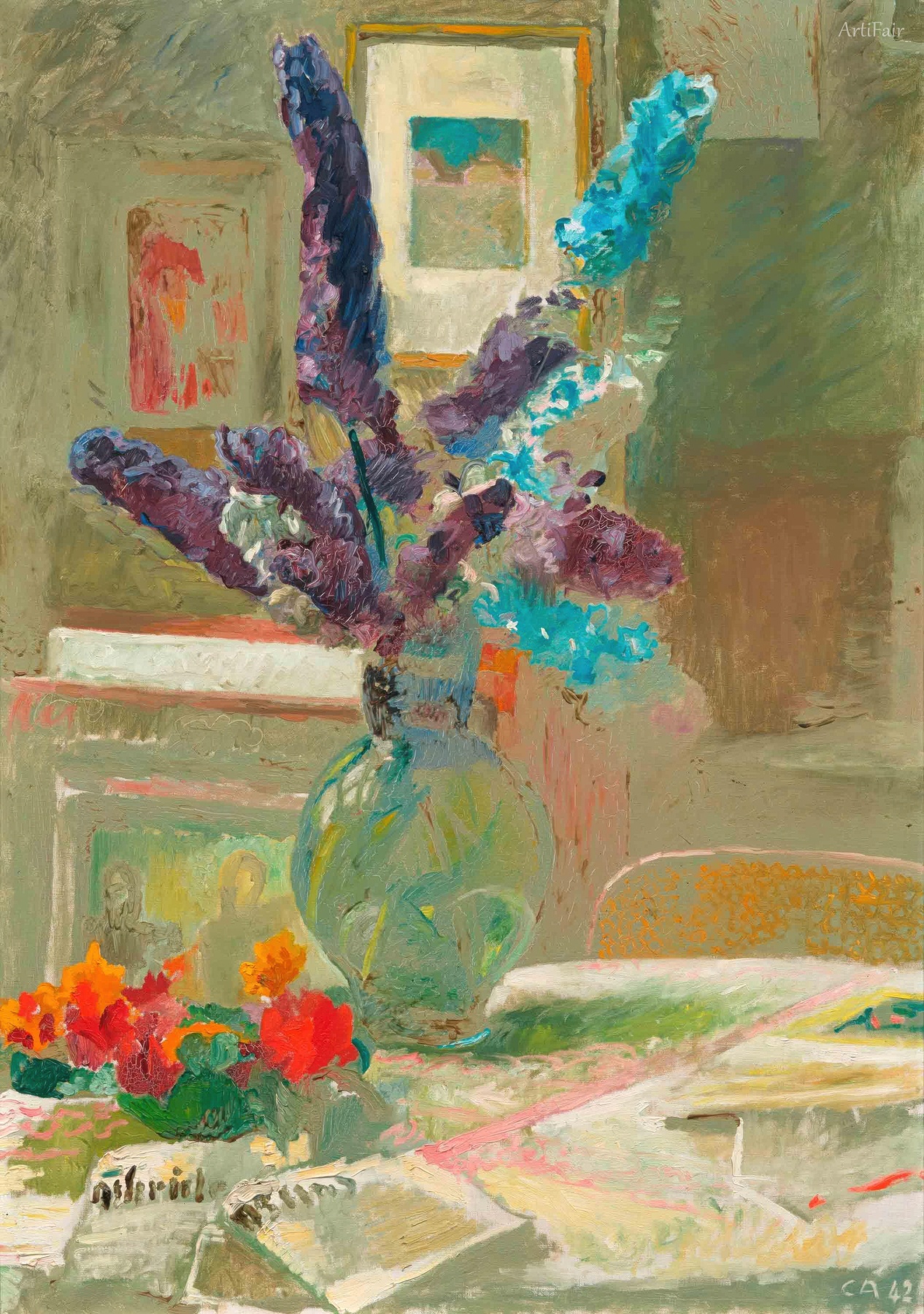 Still life with larkspur
