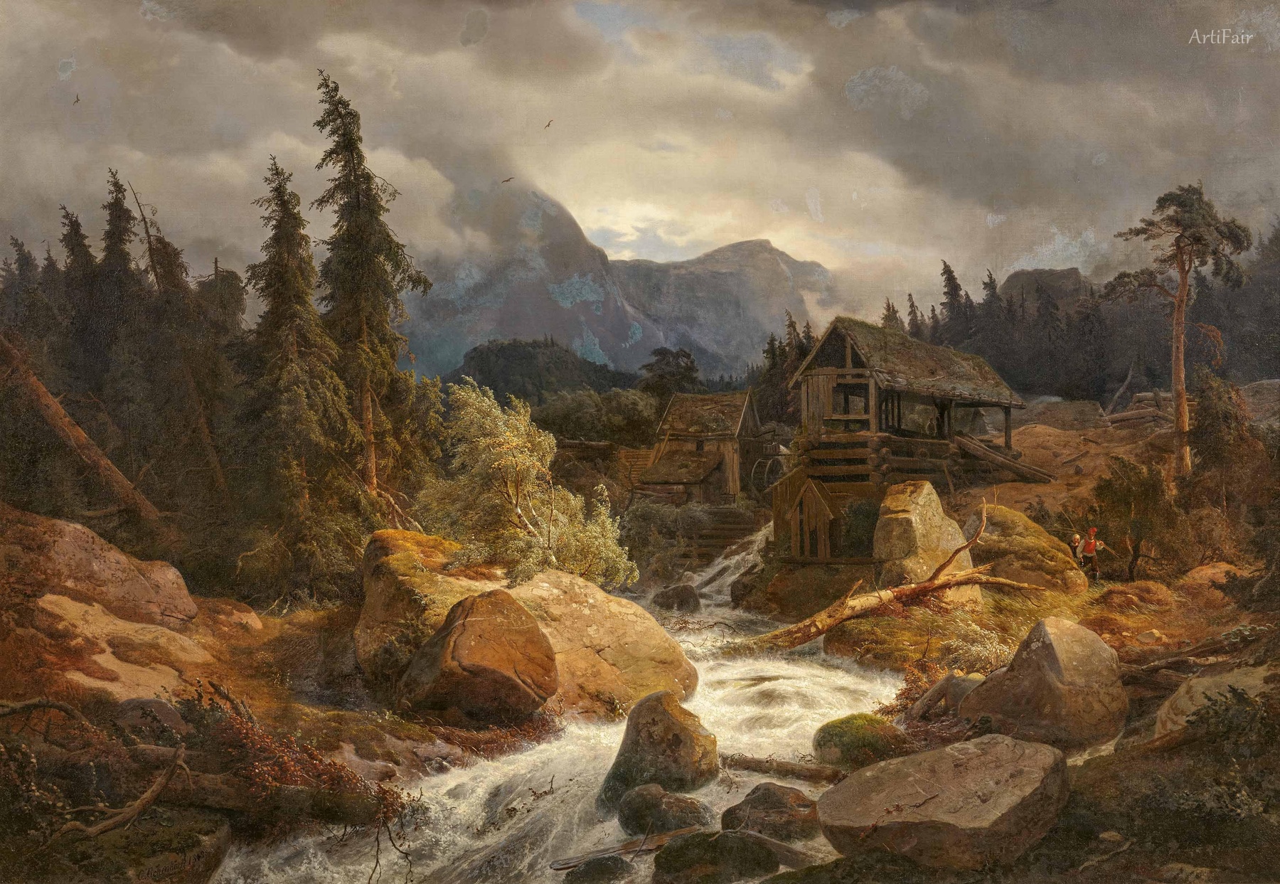 Wildbach dengan Kincir Air di Norwegia