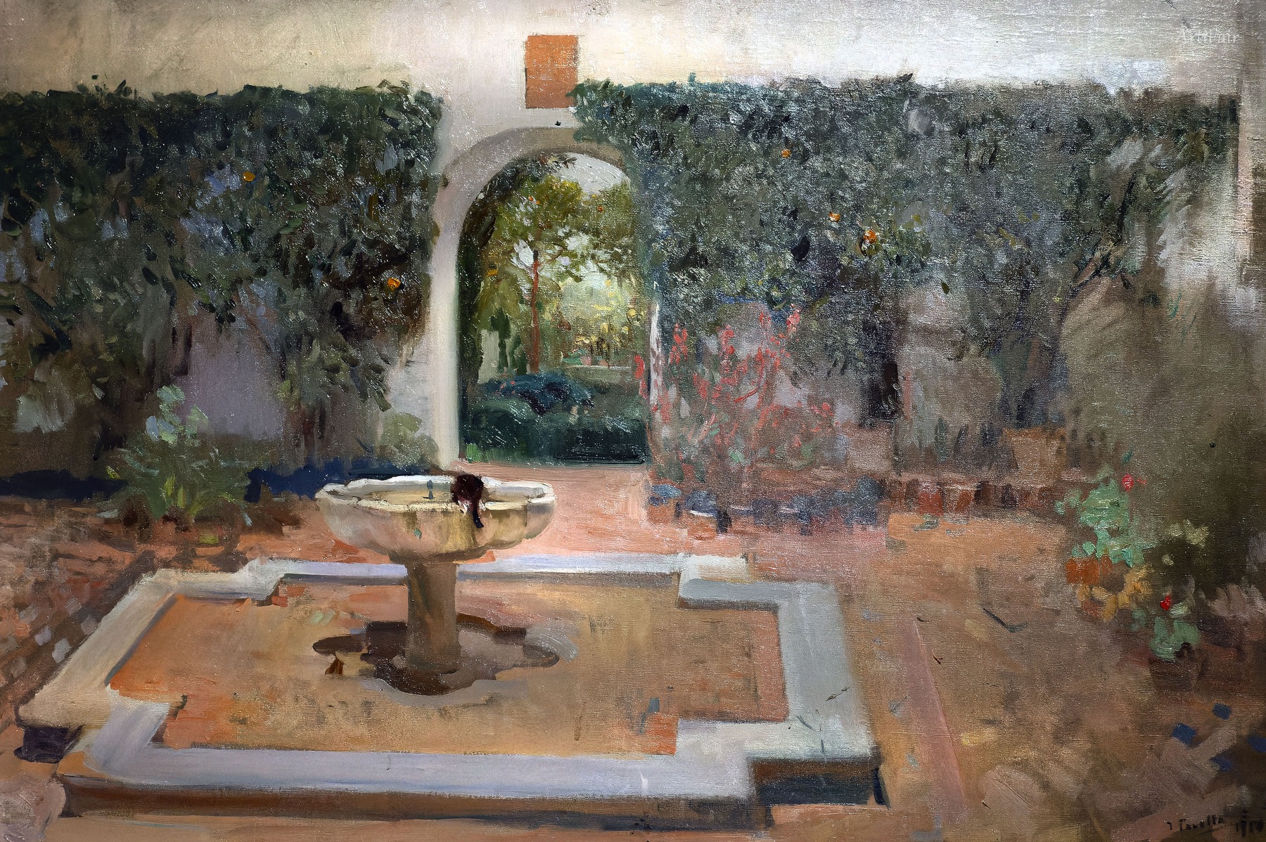 Fountain and Patio of the Alcázar of Seville, 1910