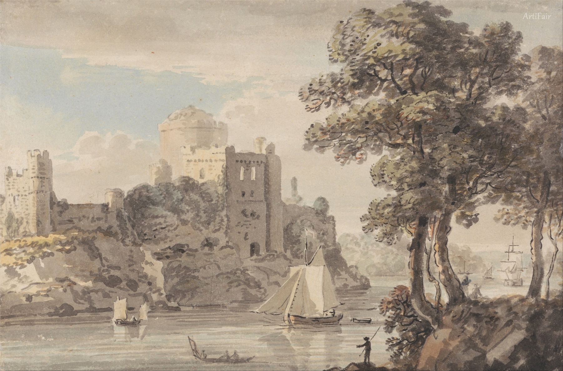 Un castello su un fiume