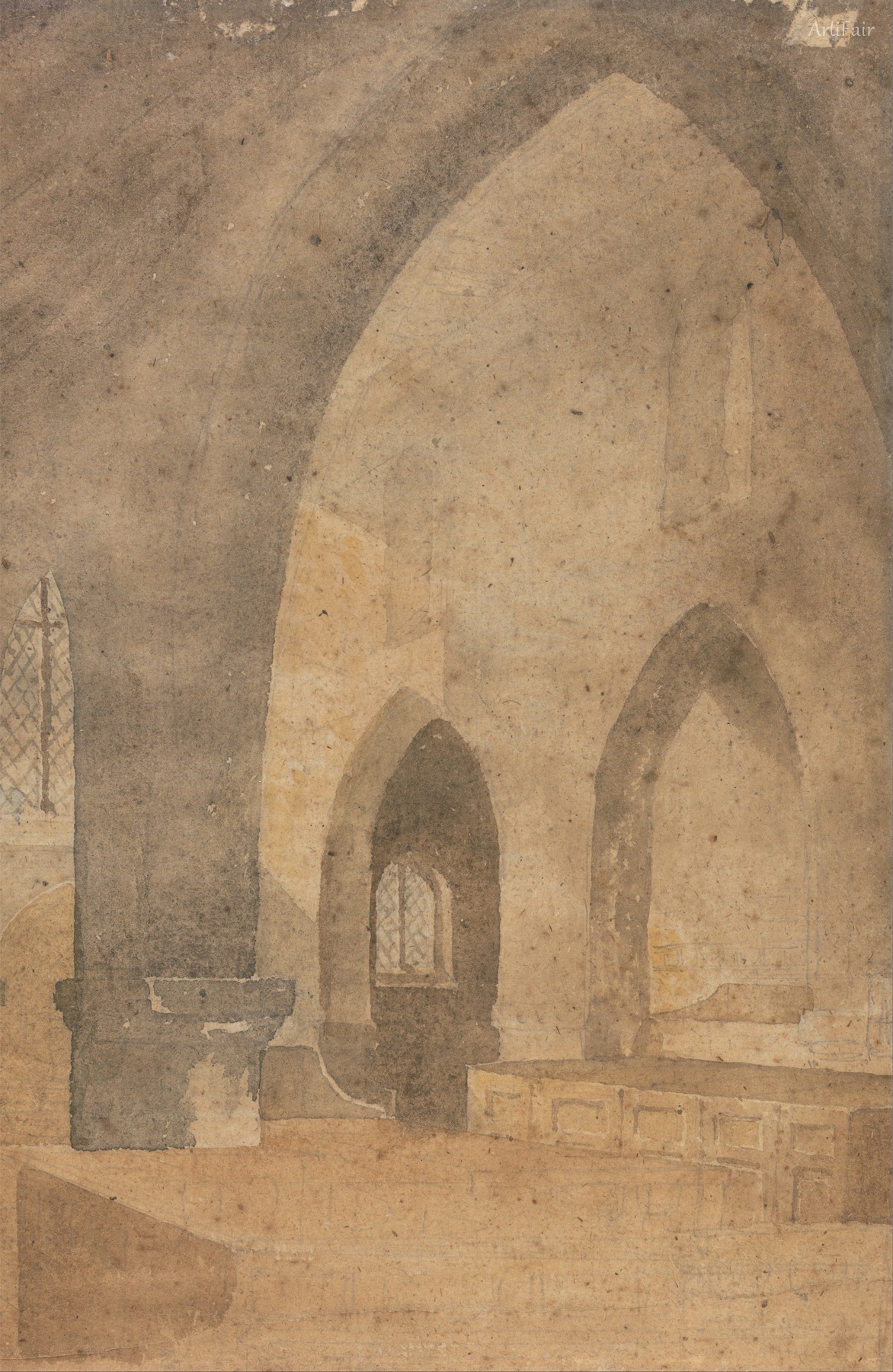 Interior of a Church, Looking West from South Aisle