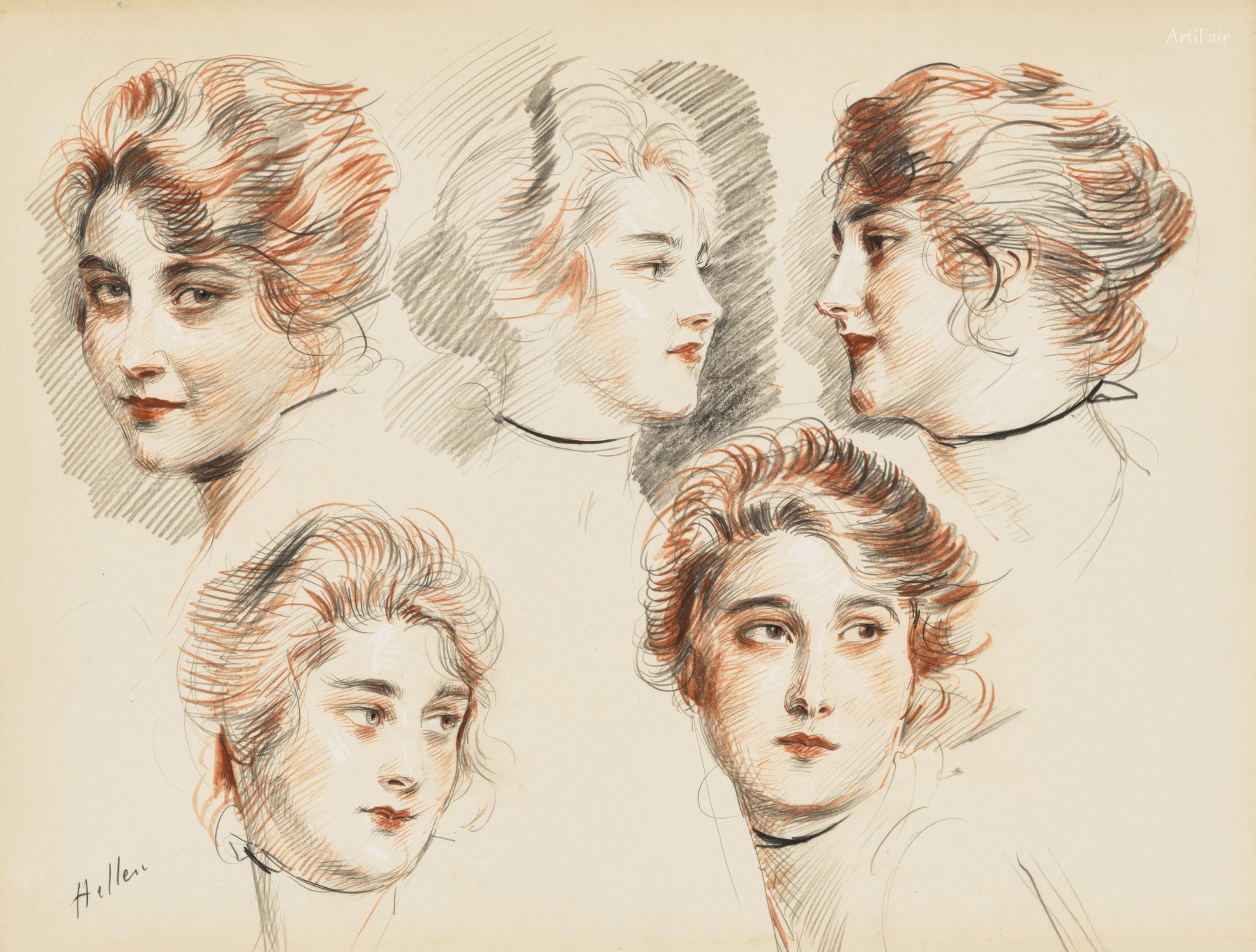 Five Head Studies of a Young Lady
