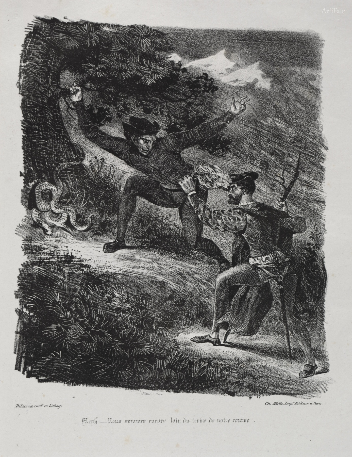 Illustrations for Faust Faust and Méphistophélés in the mountains of the Hartz 1828