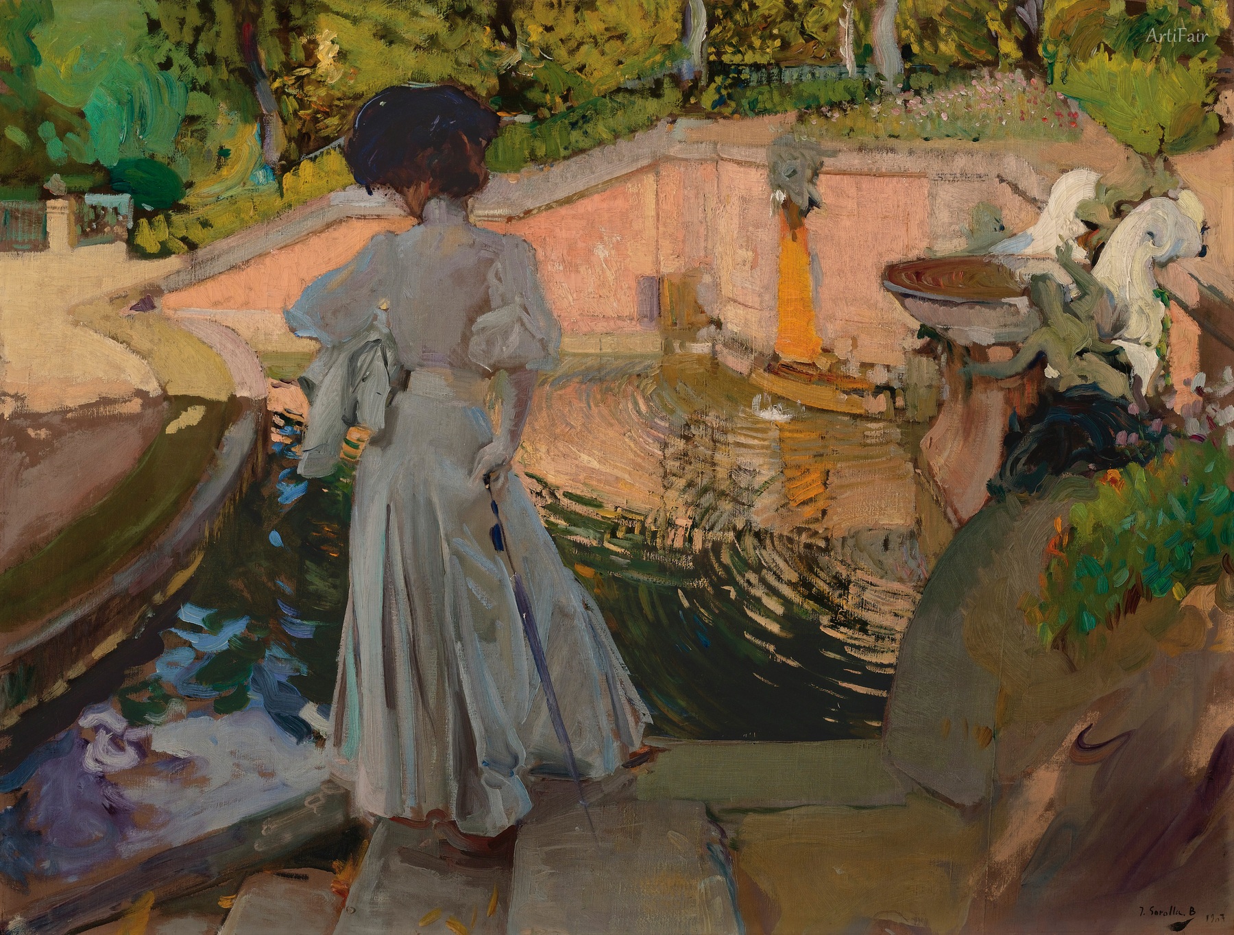 María mirando los Peces. Granja 1907