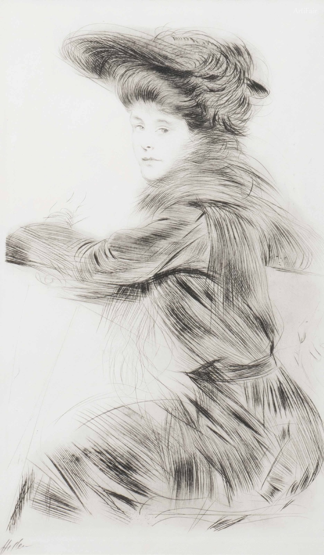 Portrait of a Seated Woman Wearing a Hat