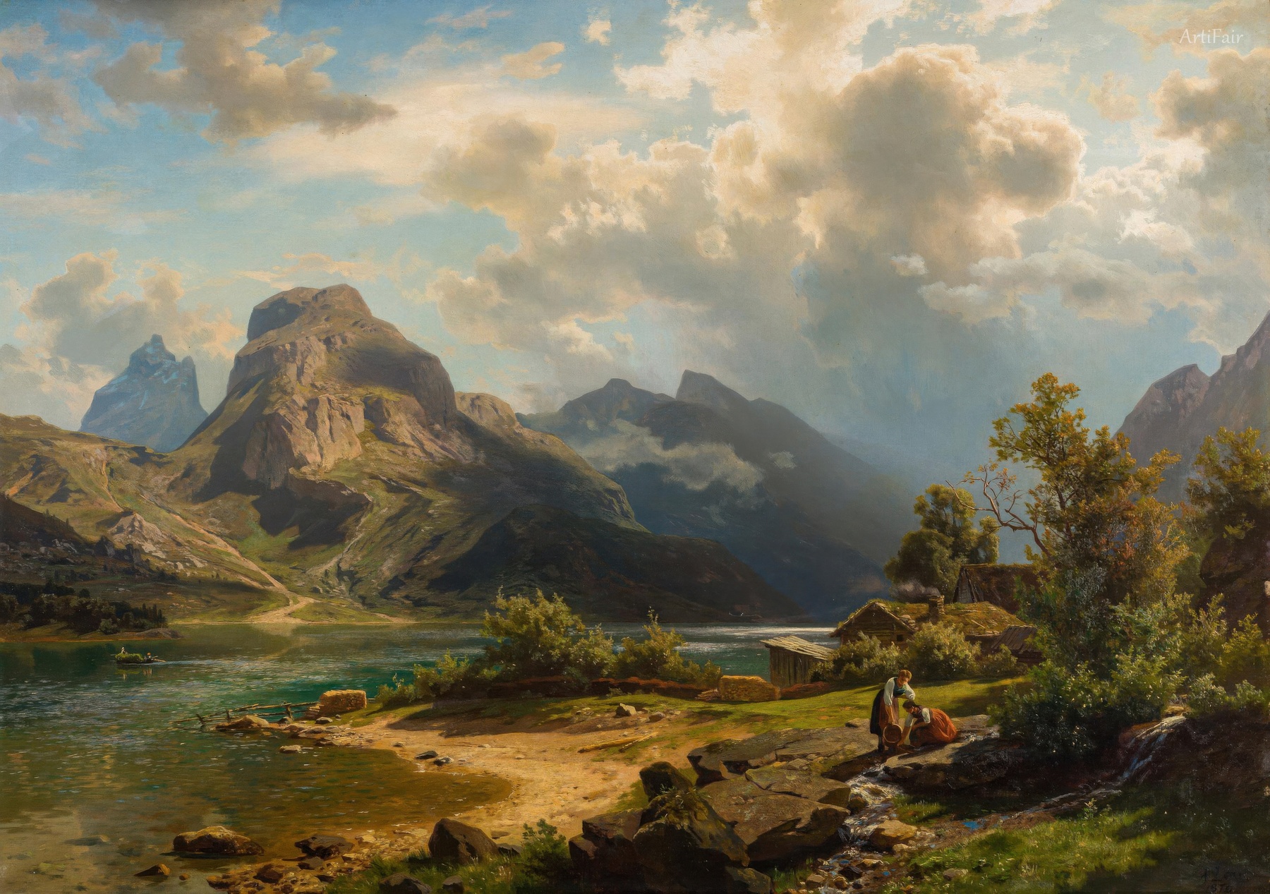 Pemandangan Fjord dengan Orang-Orang
