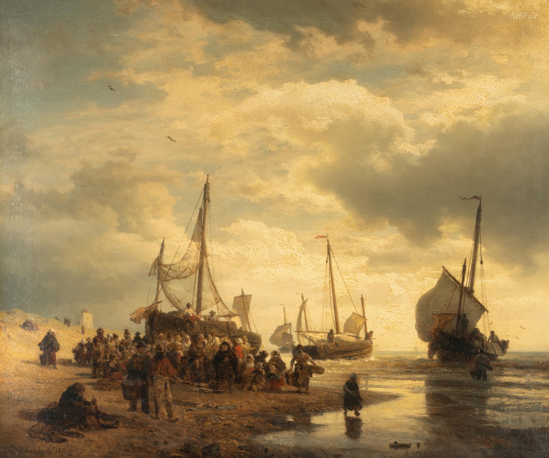 Figures and Ships on a Beach