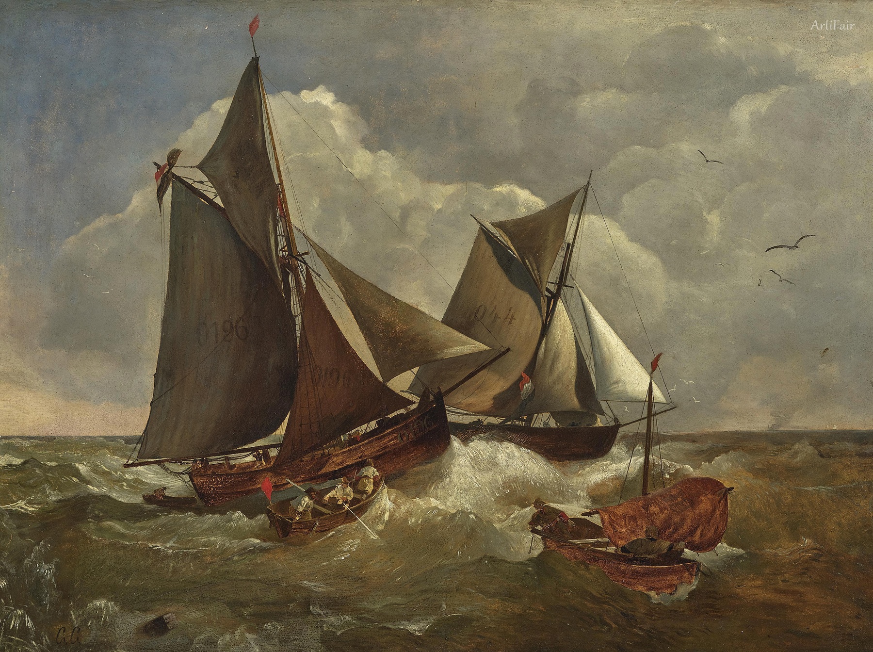 Sailing Ships in Stormy Seas