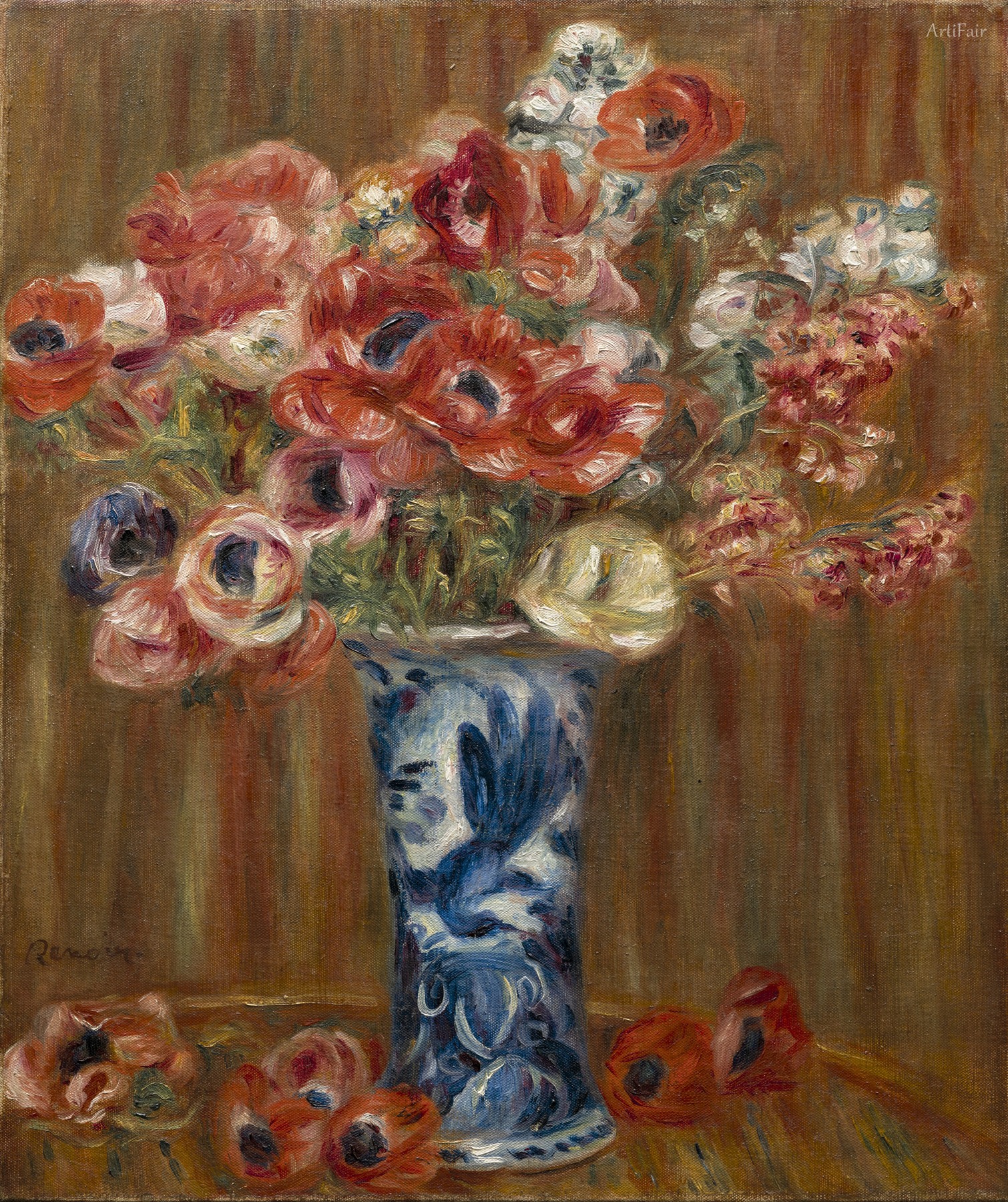 Anemones in a Delft Vase