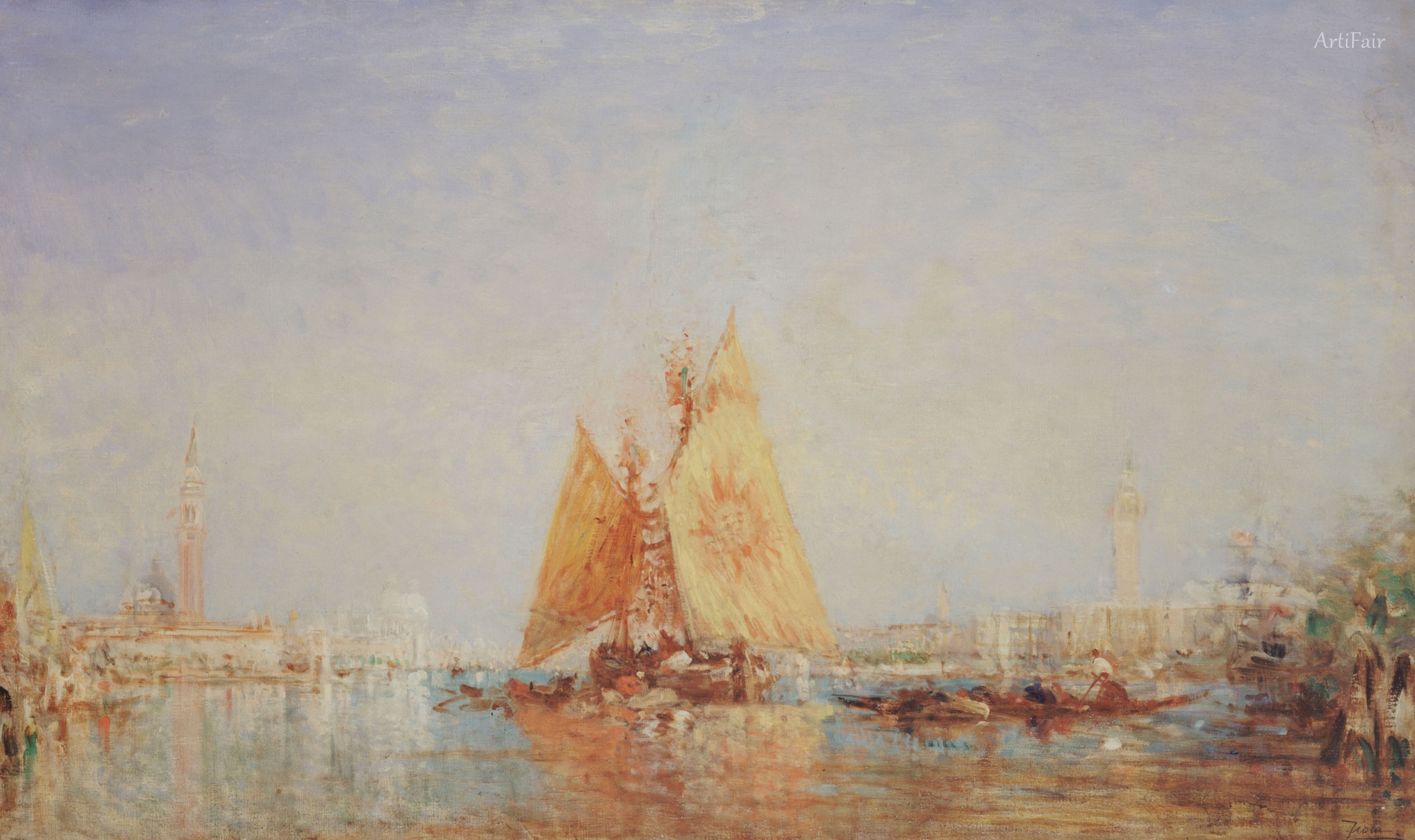 Venice, Trabaccolo with Yellow Sail