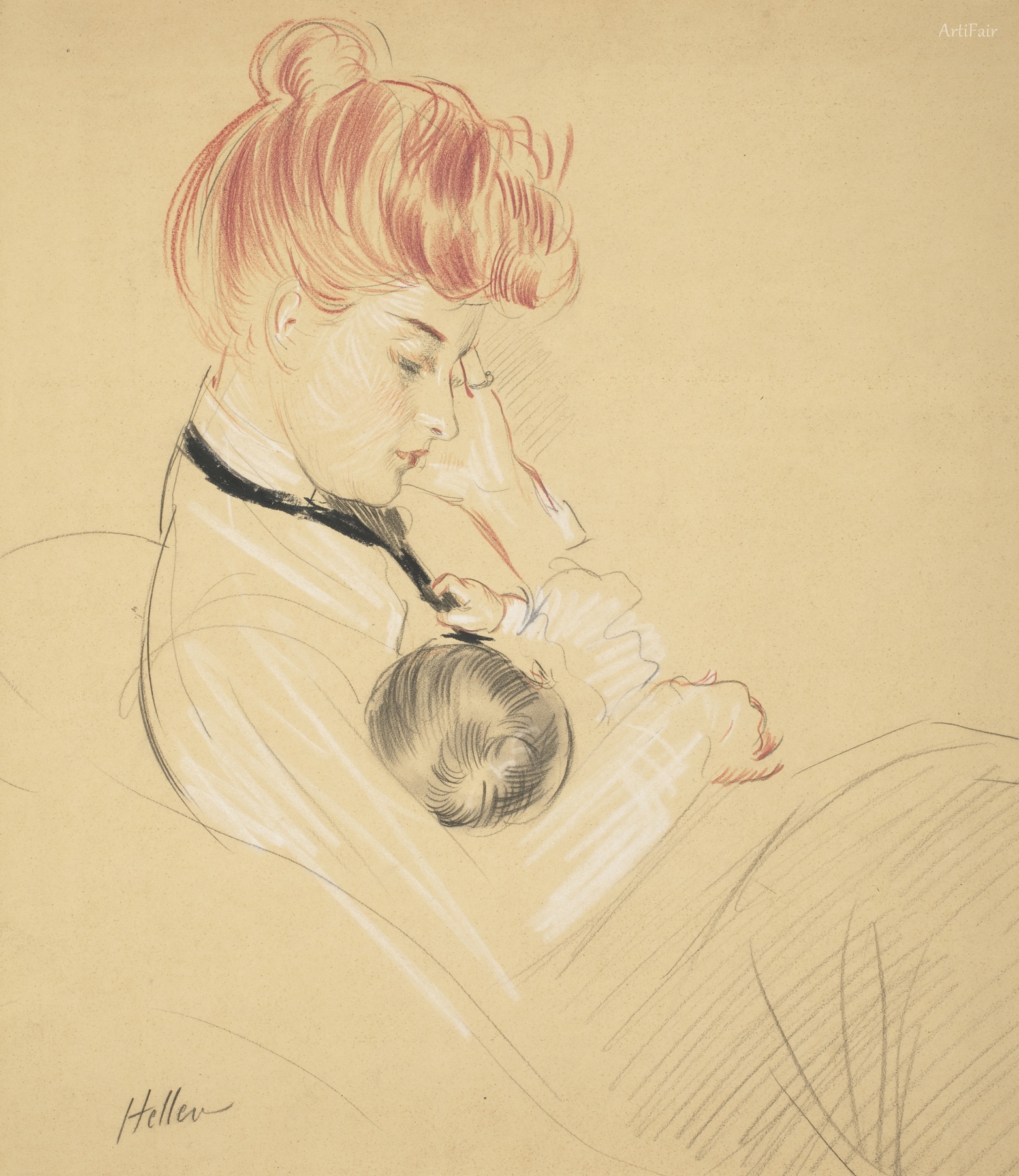Madame Helleu Cradling Paulette in Her Arms