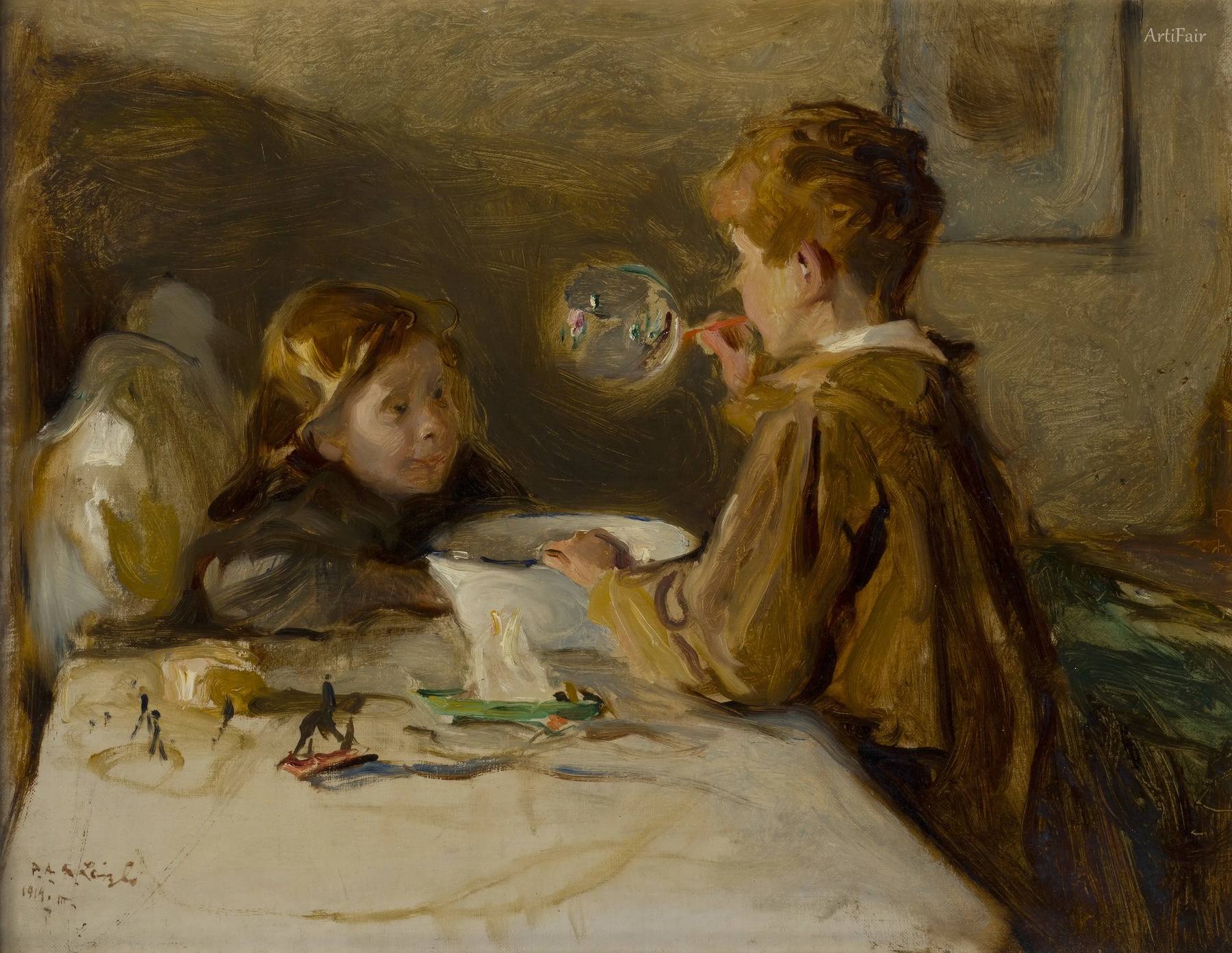 The Artist's Children Blowing Bubbles