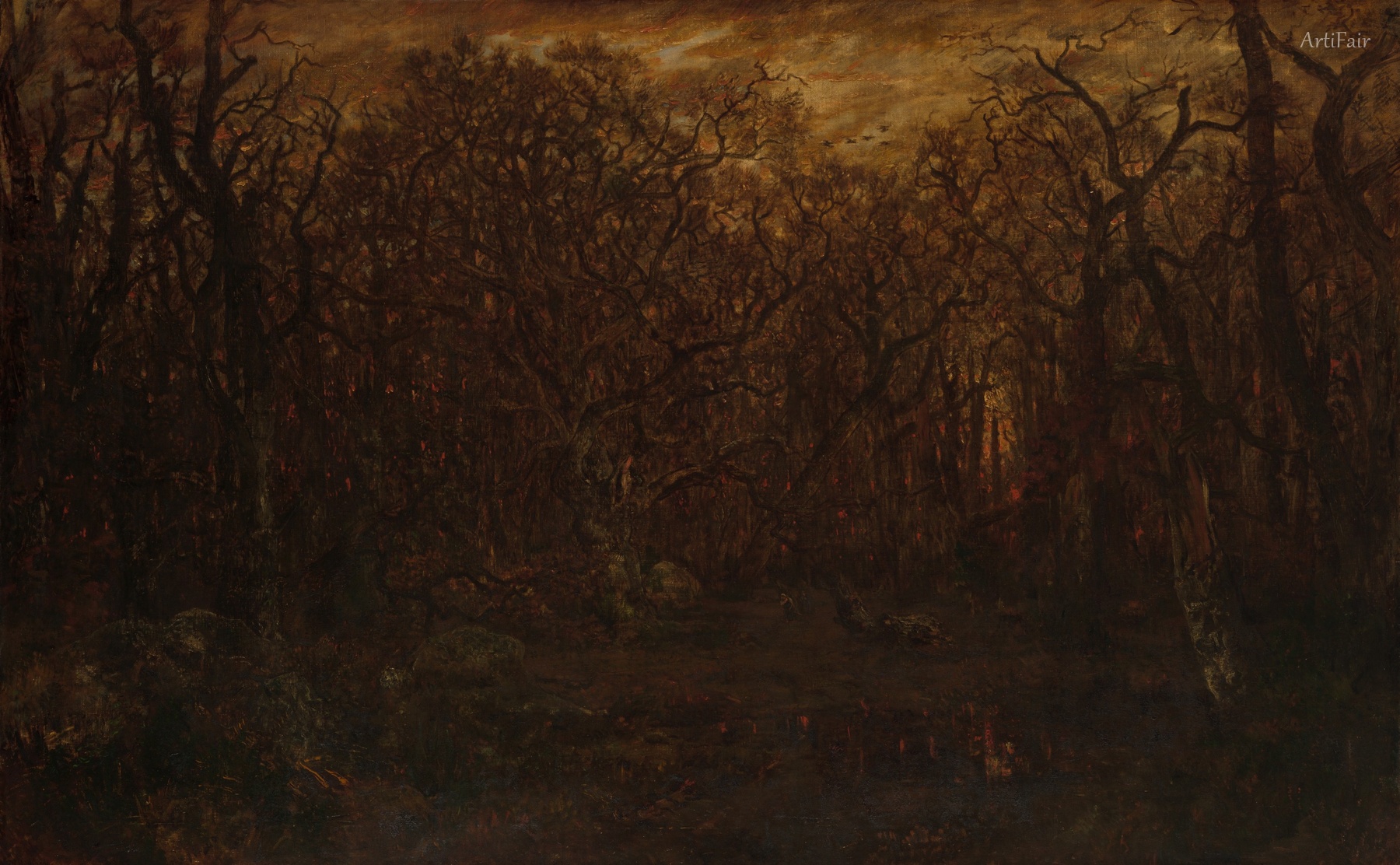 The Forest in Winter at Sunset