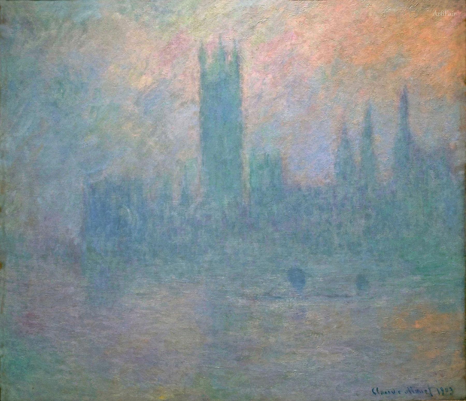 Houses of Parliament in the Mist