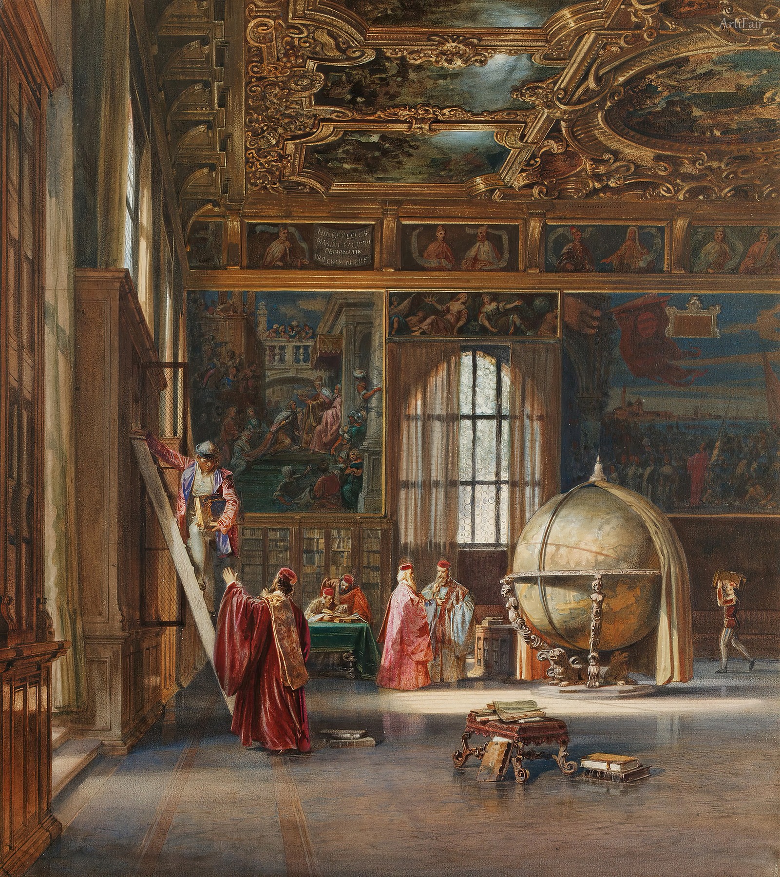The Interior of the Sansovino Hall, the Marciana Library, Venice, 1855