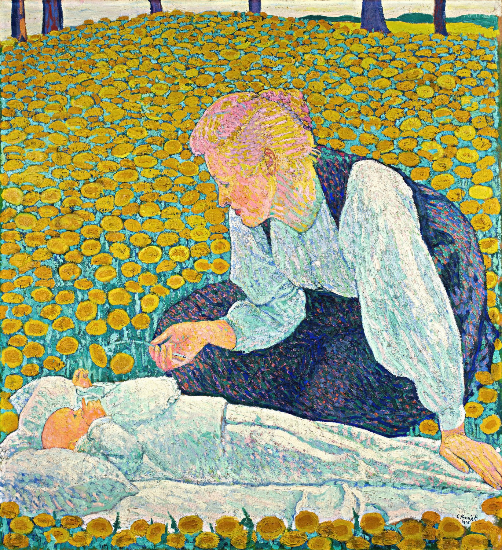 Mother and Child in a Flowering Meadow
