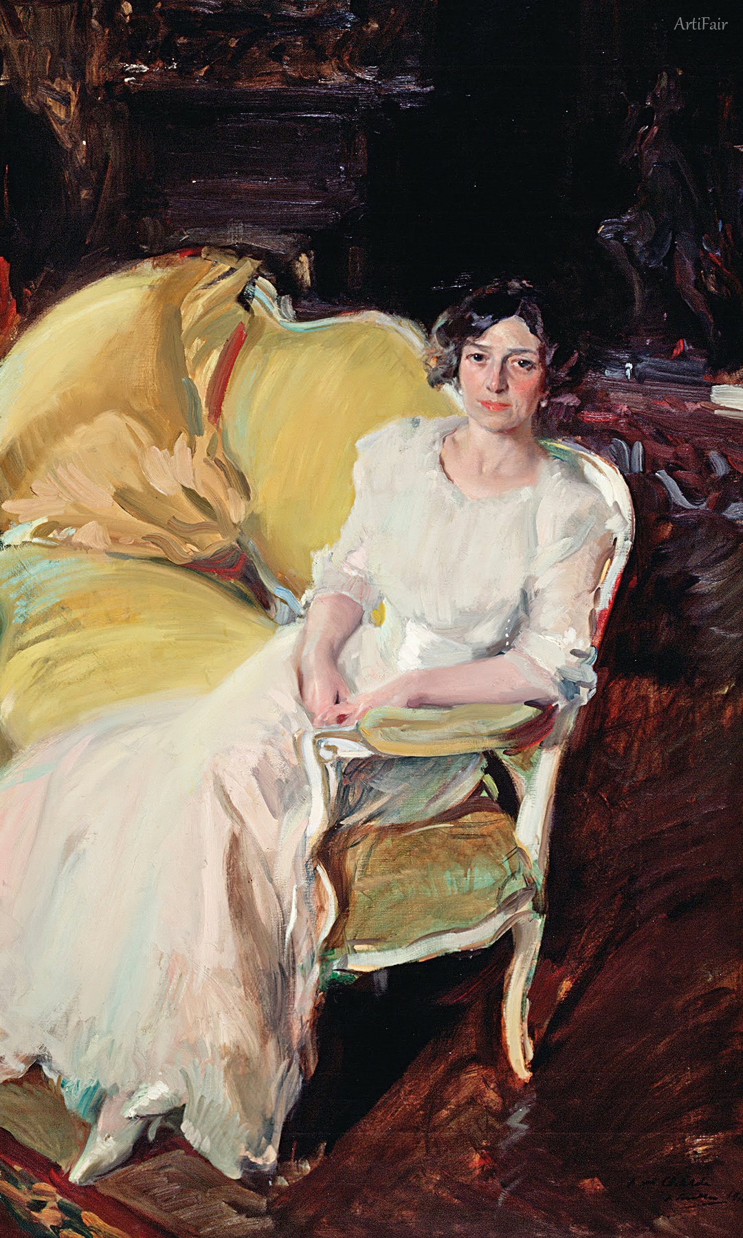 Clotilde seated on the Sofa